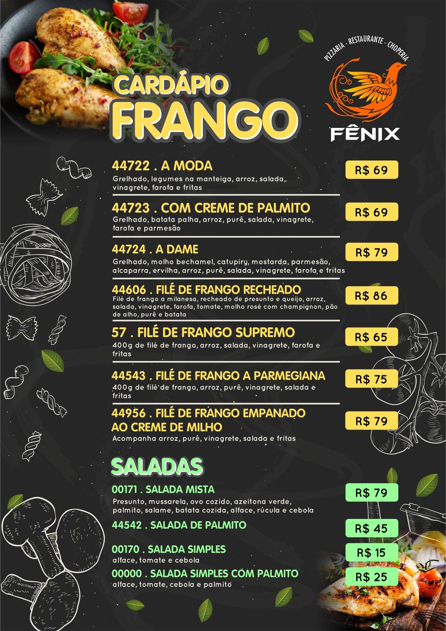 Restaurante, Choperia e Pizzaria Fênix cardápio