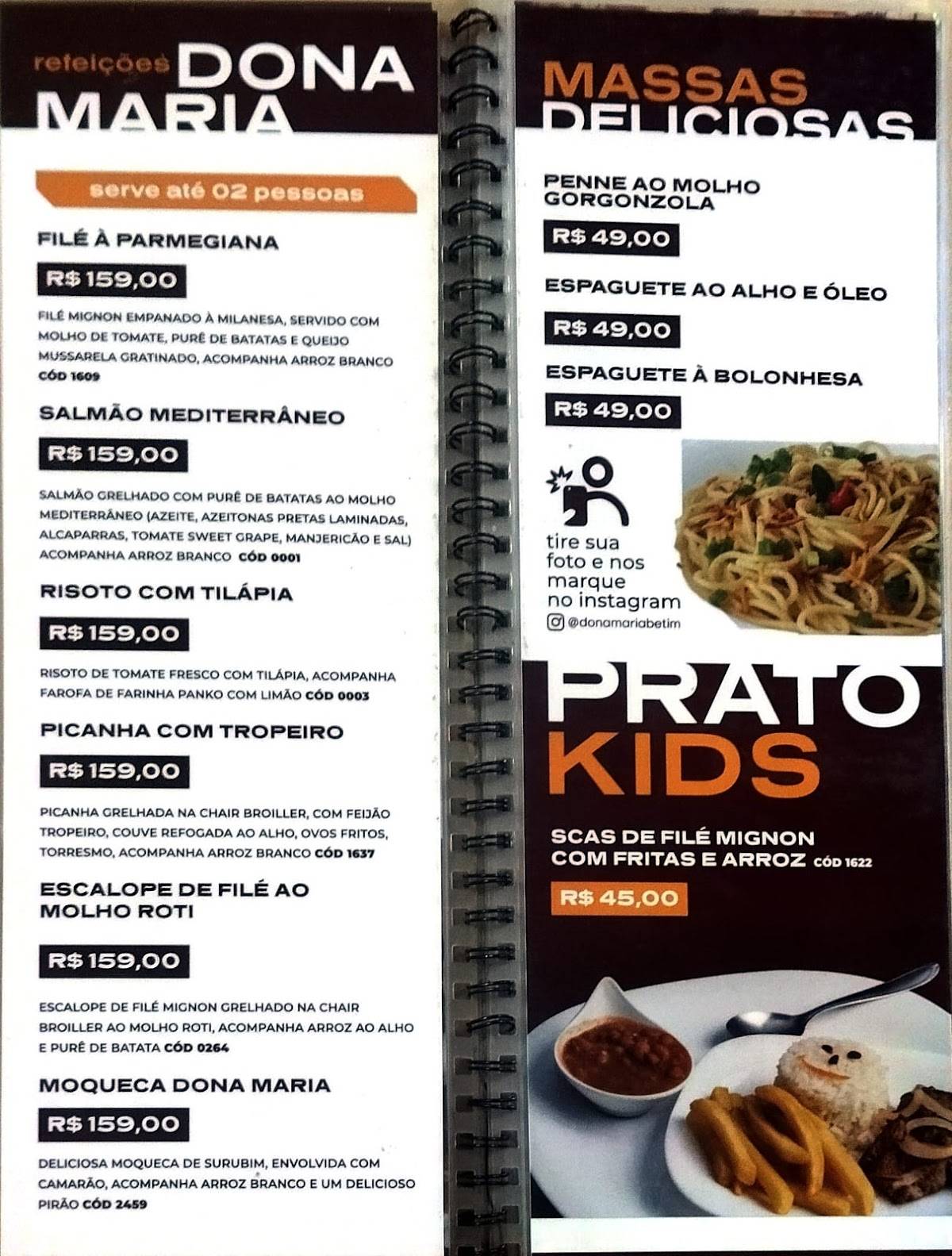 Restaurante Dona Maria cardápio