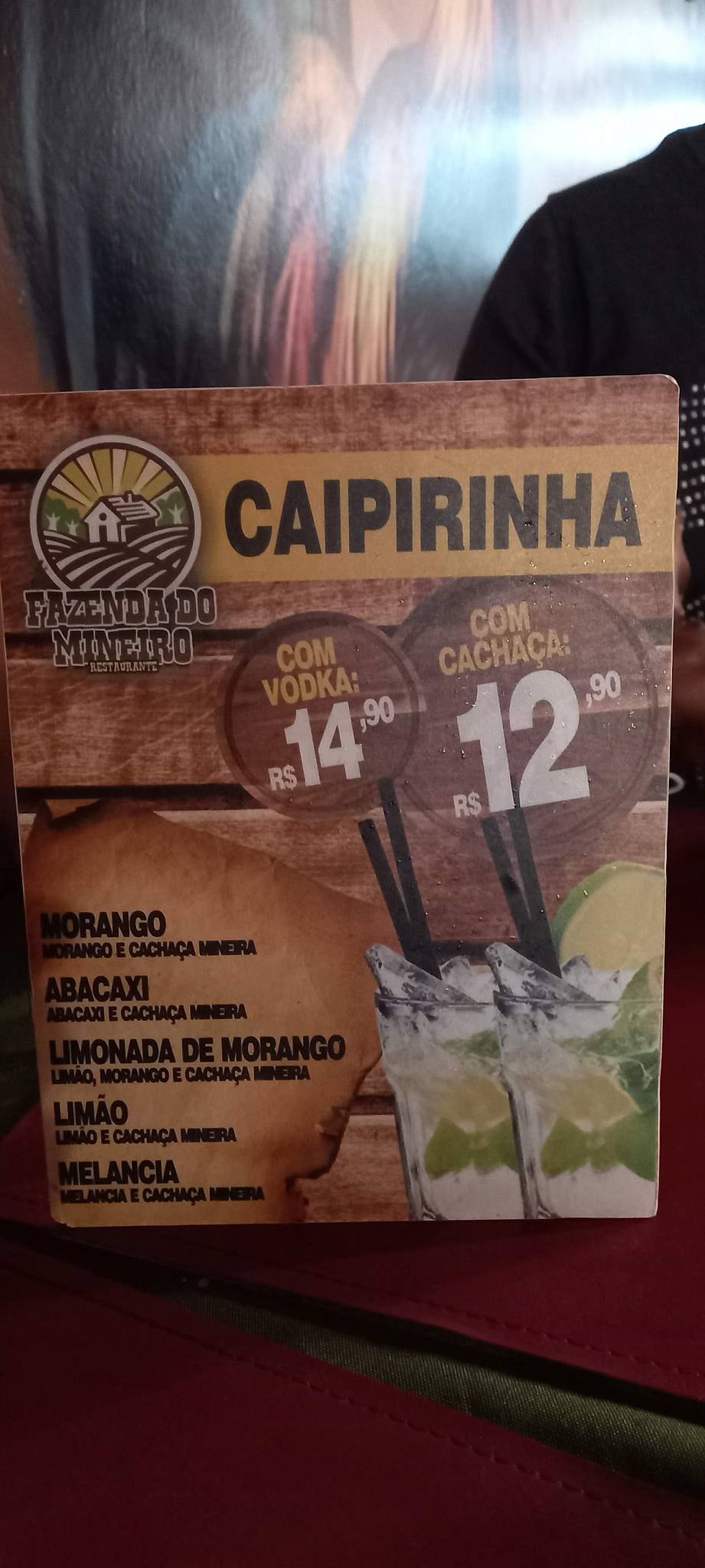 Restaurante Fazenda do Mineiro cardápio