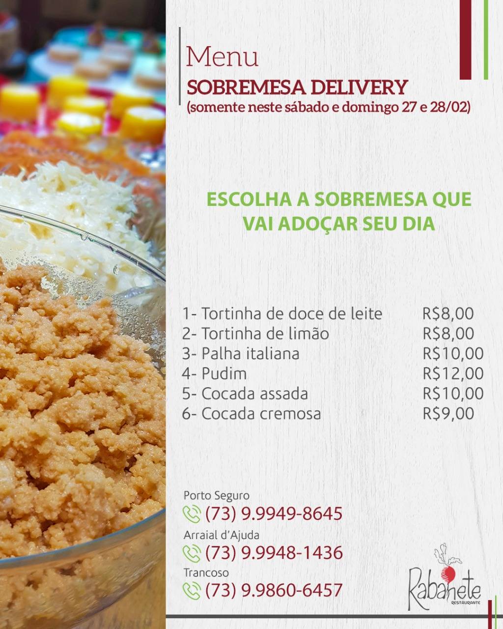 Restaurante Casa Rabanete Trancoso cardápio