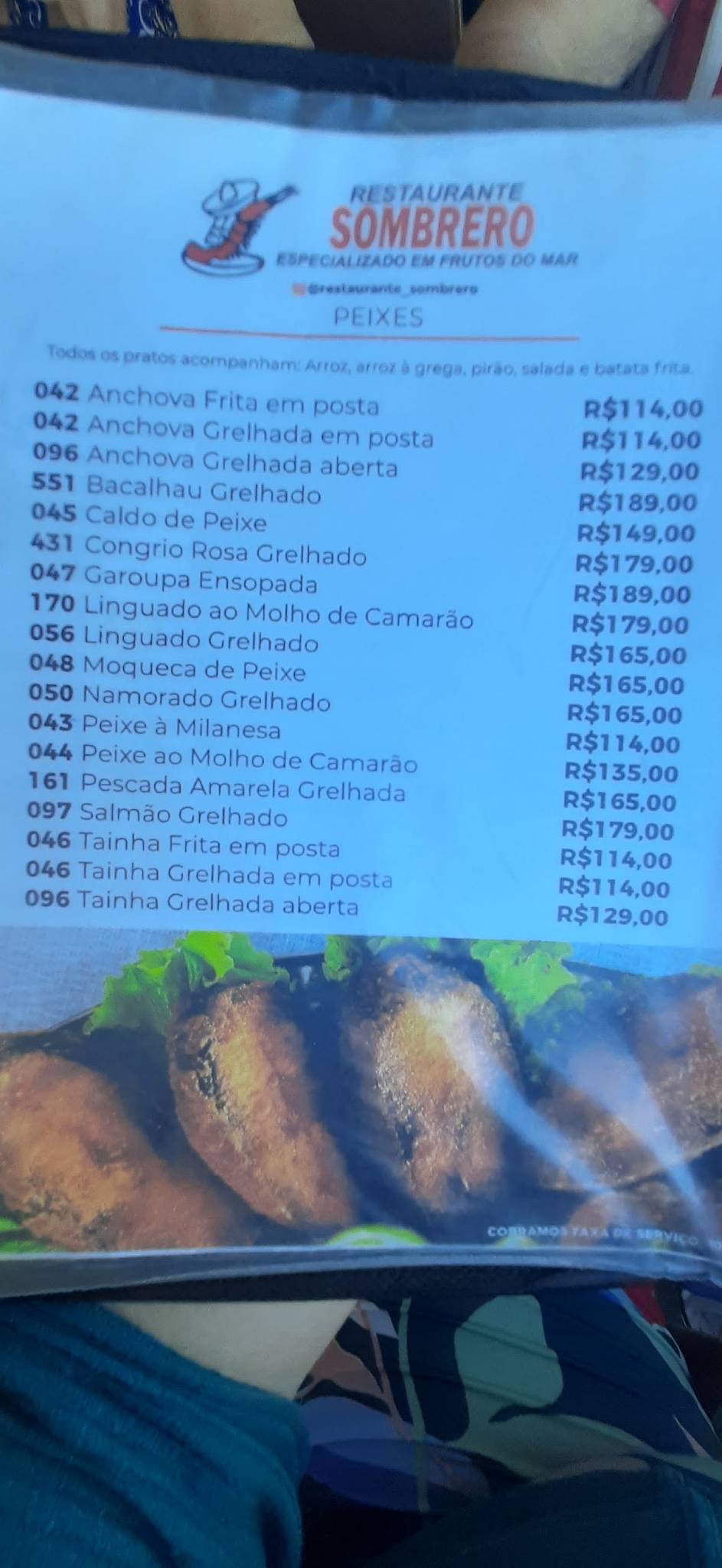 Restaurante Sombrero cardápio