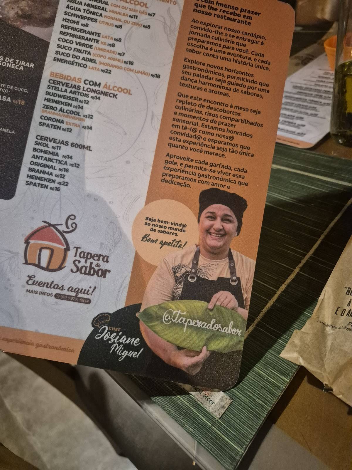 Restaurante Tapera do Sabor cardápio