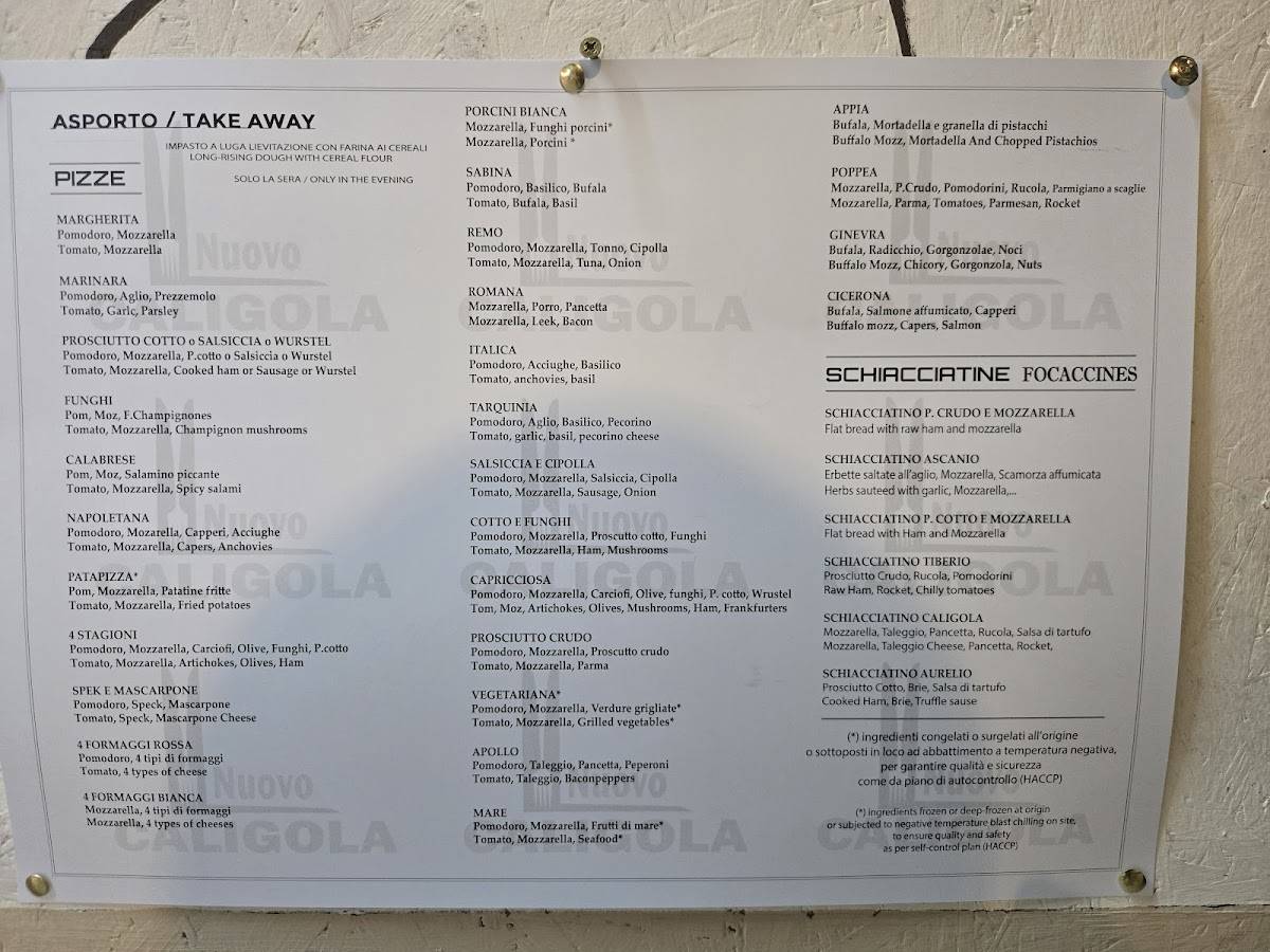 Menu di RistoPizza Il Nuovo Caligola 