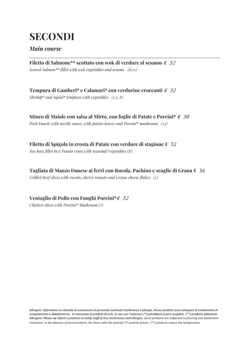 Menu di Ristorante Cotto - Dharma Group 