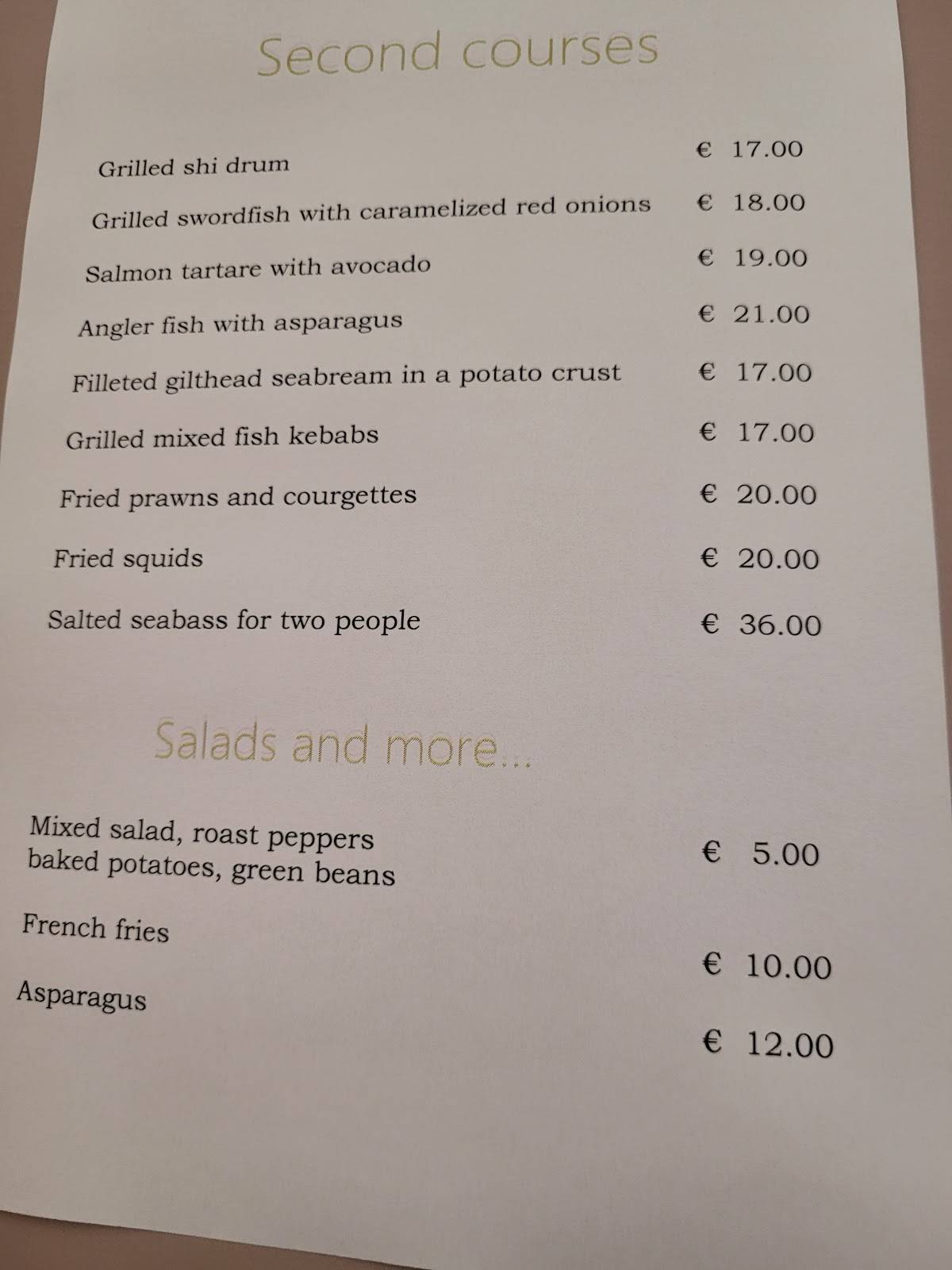 Menu di Ristorante Galante 