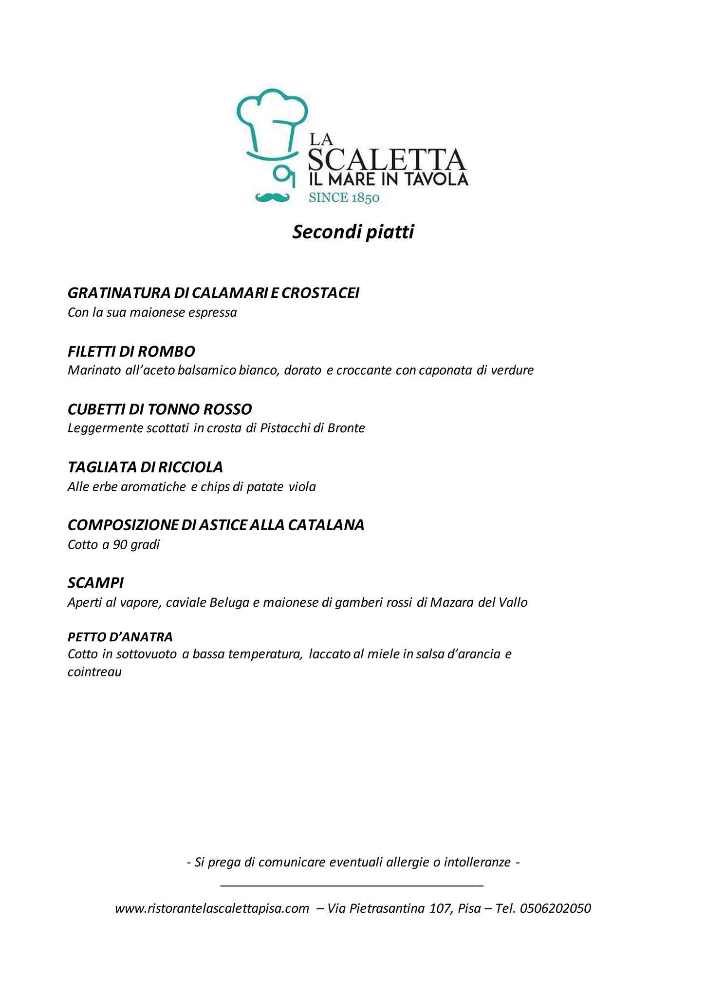 Menu di Ristorante La Scaletta 