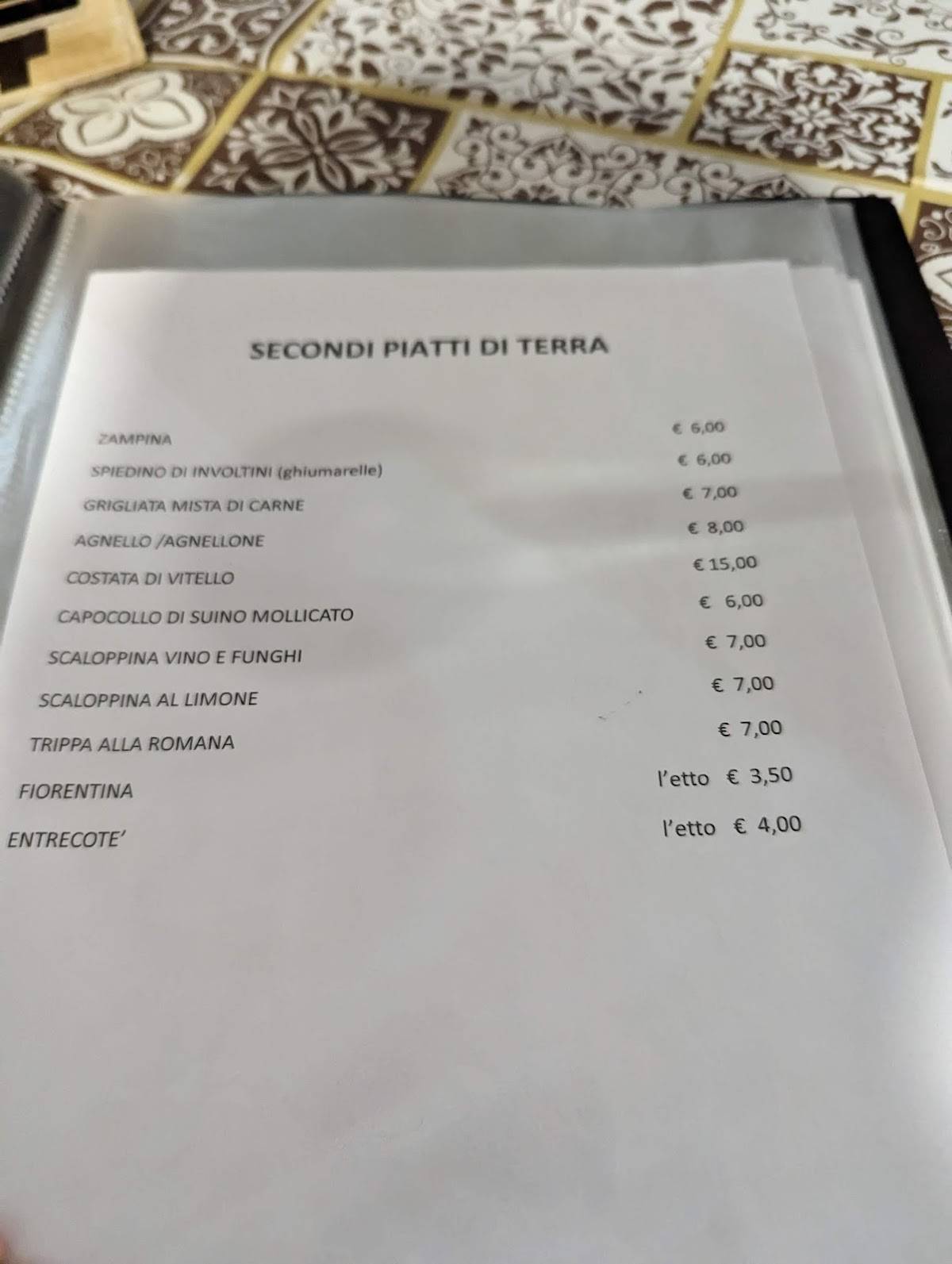 Menu di La Tavernetta 