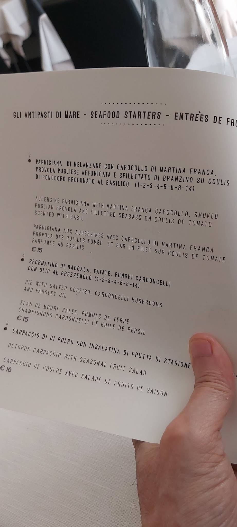 Menu di Ristorante Piazza Palmieri 