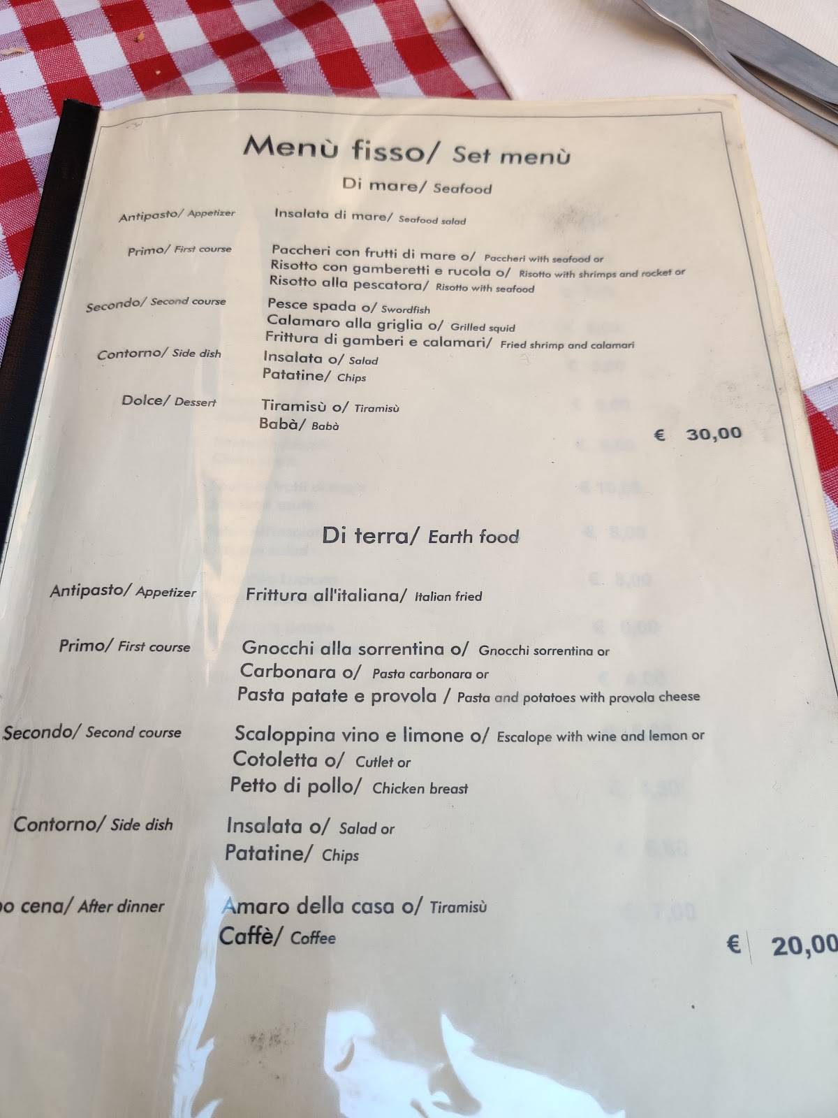 Menu di Ristorante Pizzeria Da Gigino 