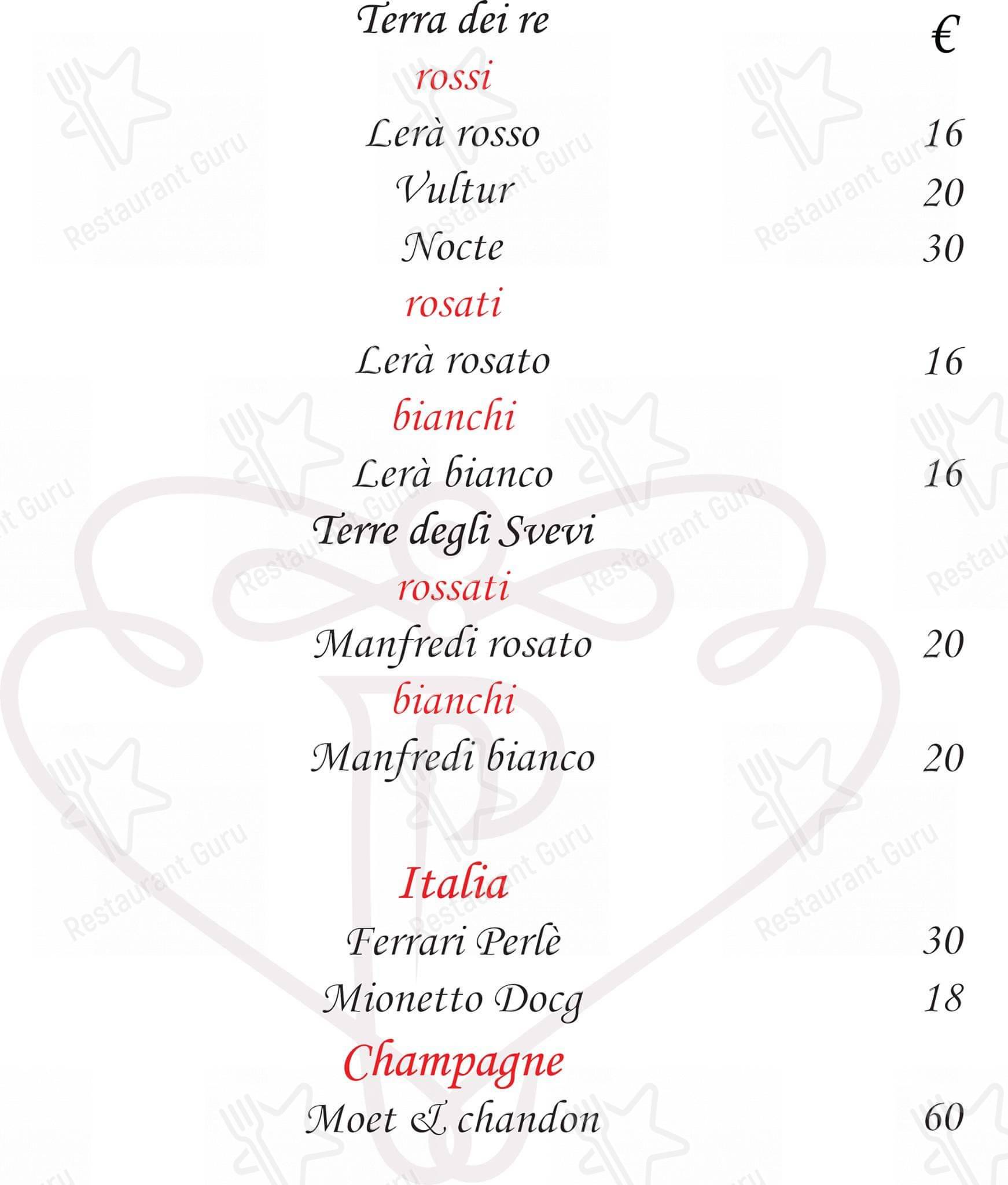 Menu di Ristorante Pizzeria La Pergola - pasti e bevande
