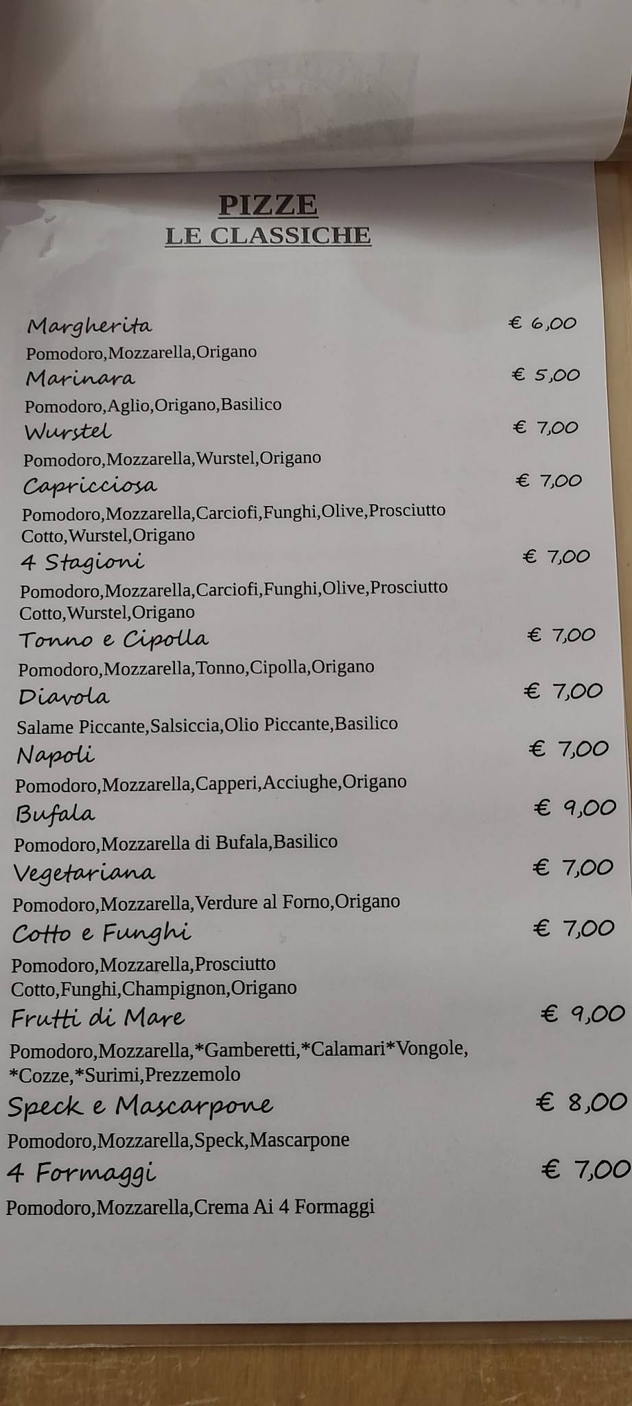 Menu di Ristorante Pizzeria Mr. G&B 