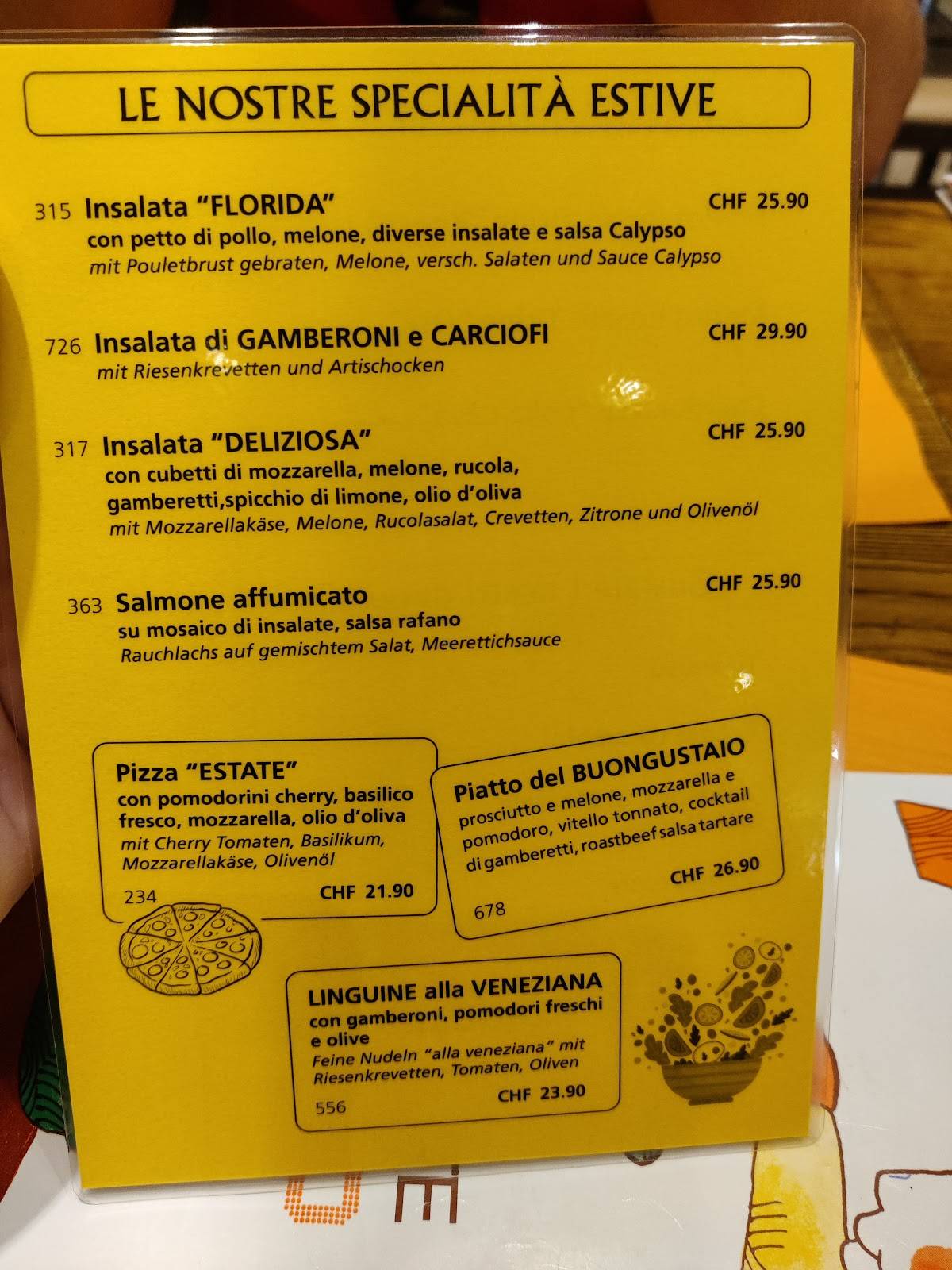 Menu di Ristorante - Pizzeria Svizzero 