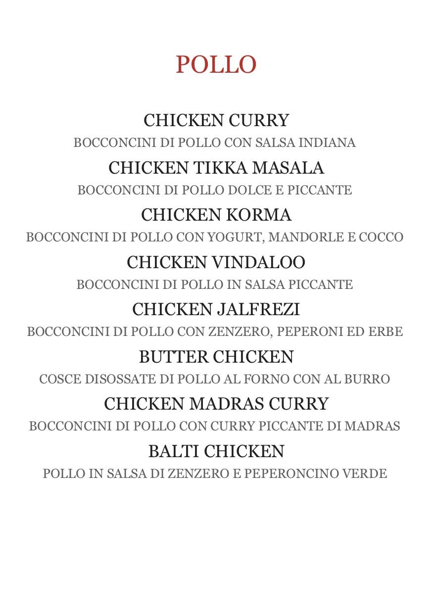 Menu di Ristorante Shiva Chiasso 