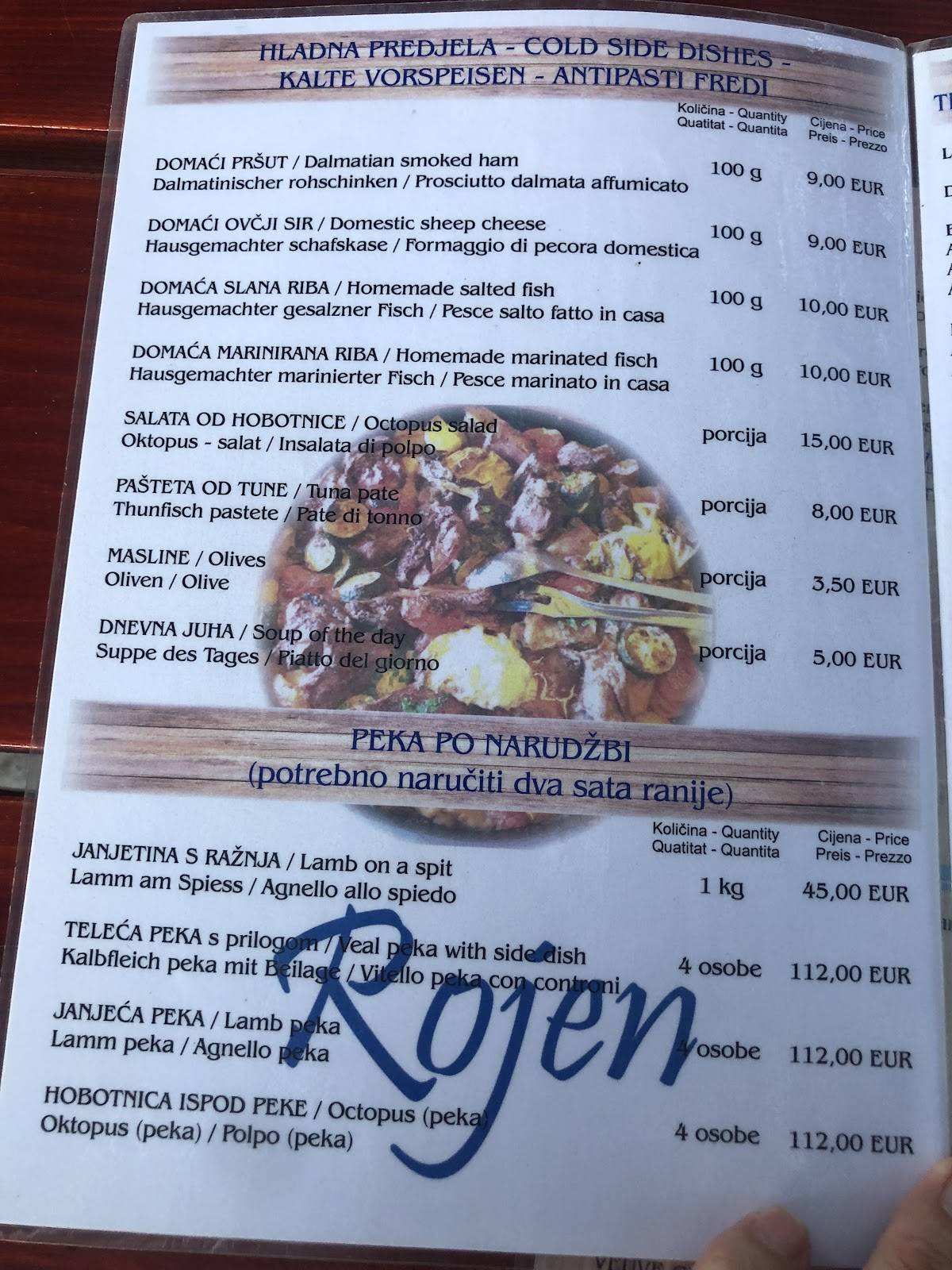 Menu di Restaurant Rojen - Rade 