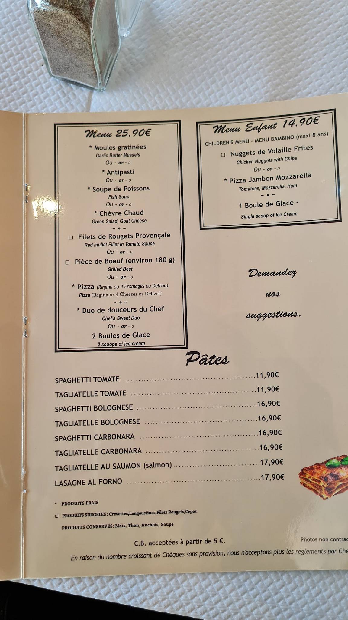 Menu de Roma