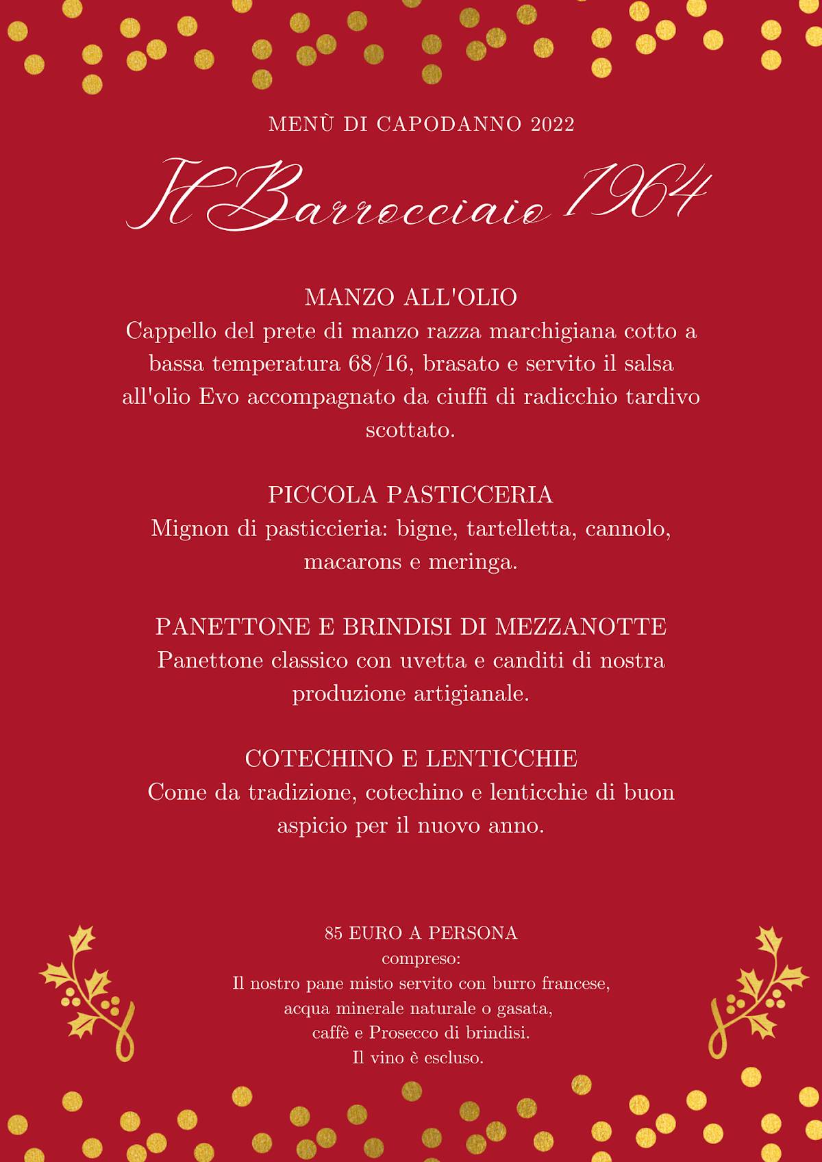 Menu di Rovente - Osteria con brace 