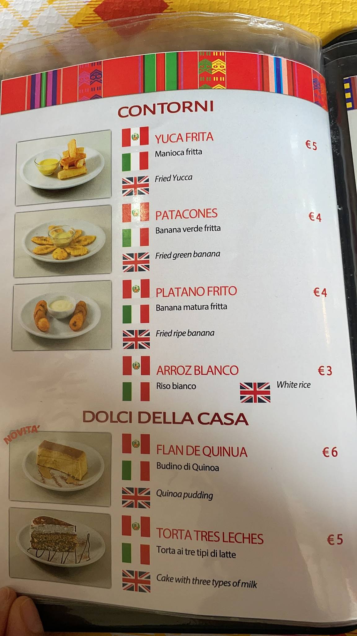 Menu di Sabor Andino - CUCINA PERUVIANA A ROMA 