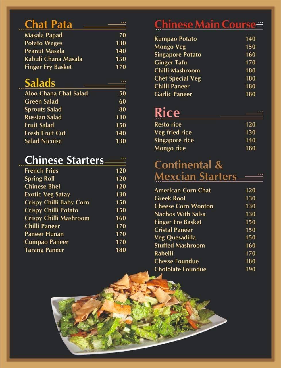 Sagar Raj restaurant menu