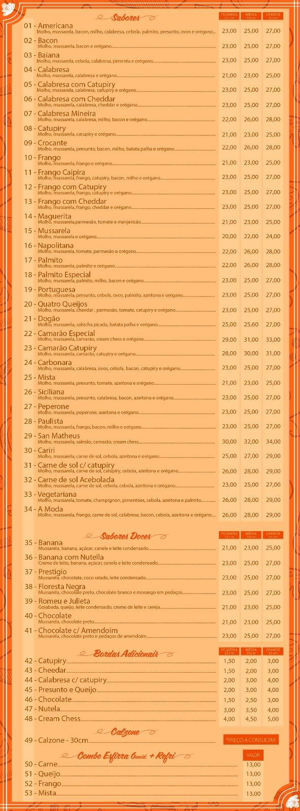 San Matheus Pizzaria cardápio