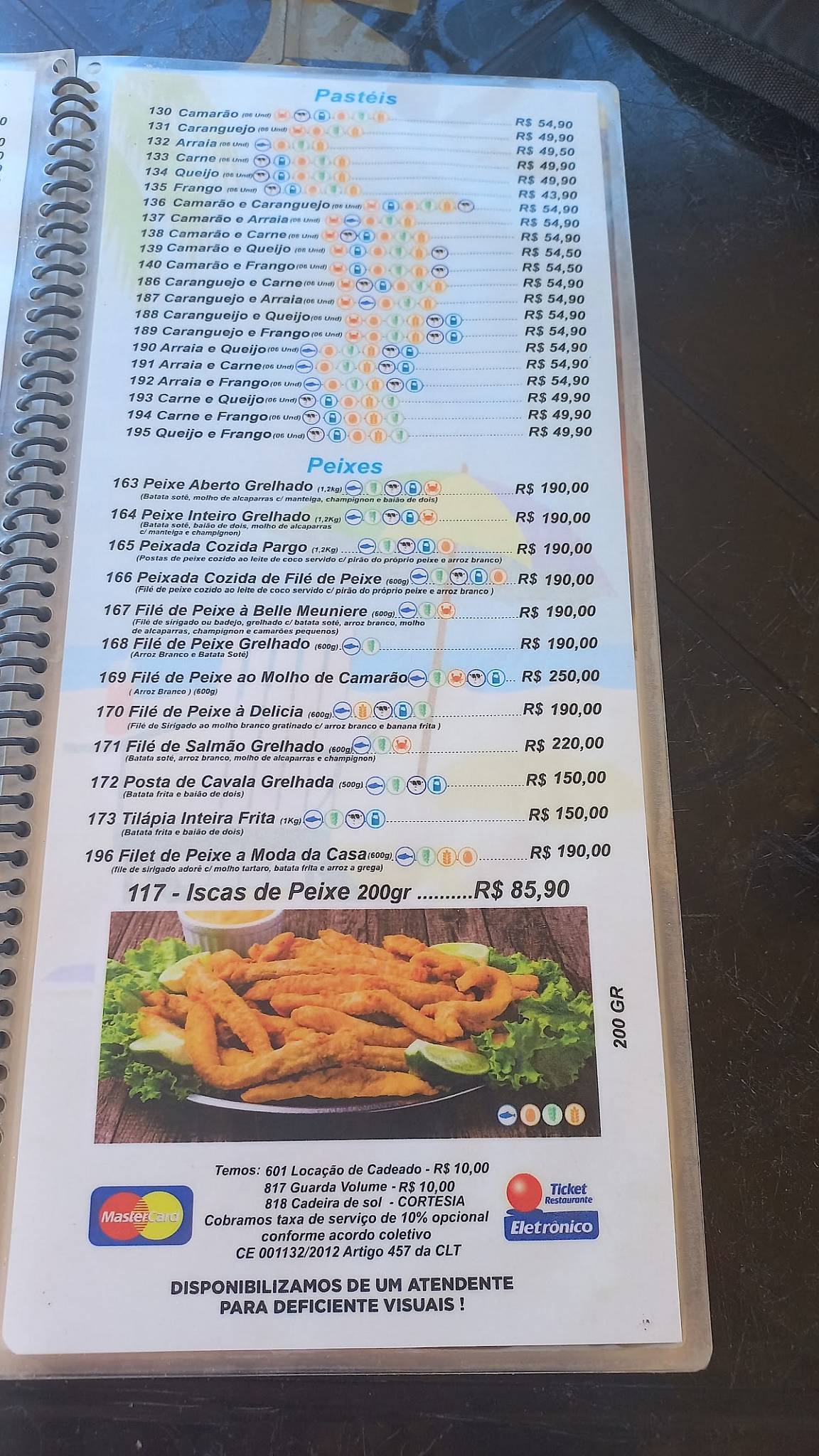 Barraca Saturno Beach cardápio