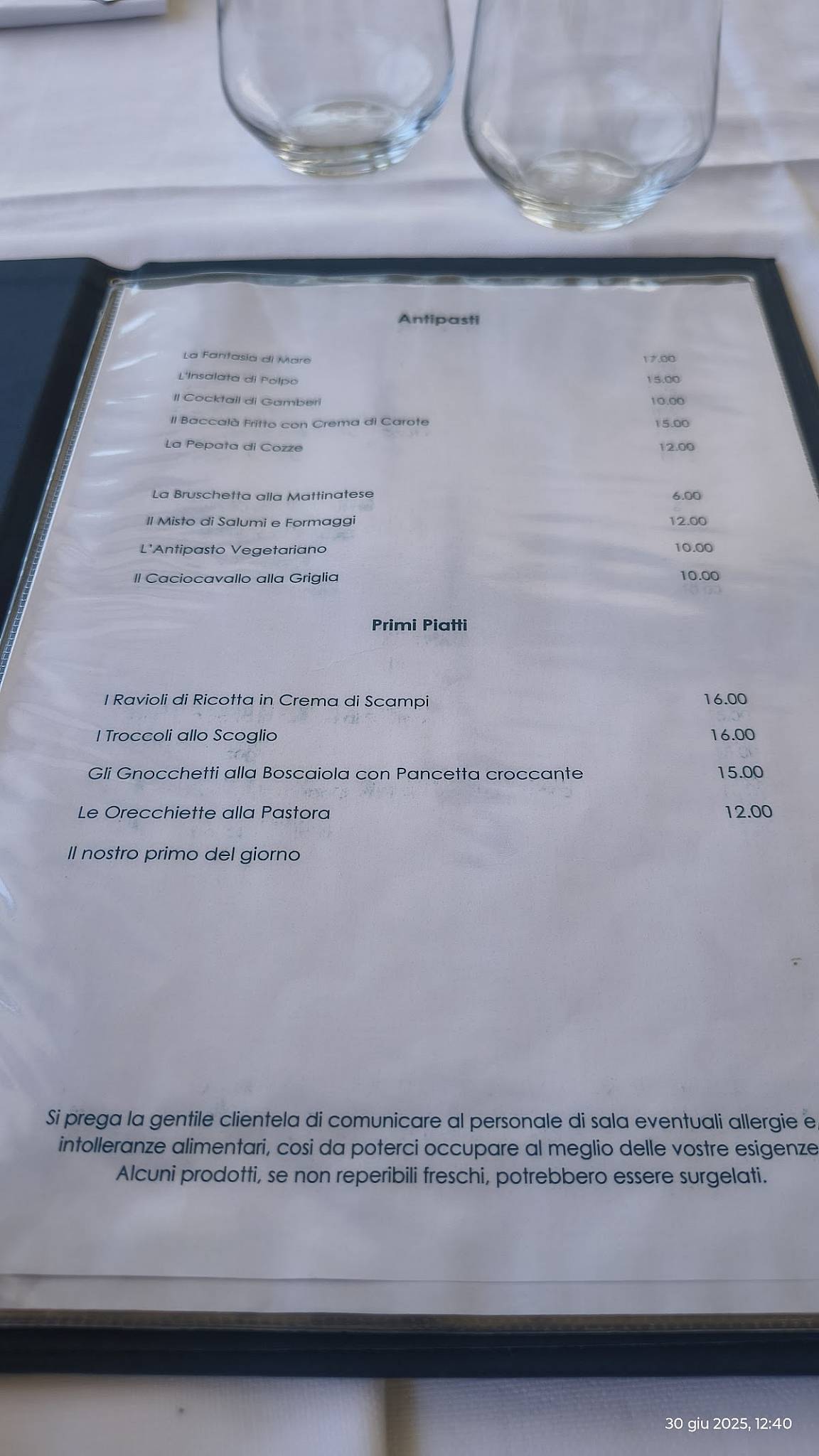 Menu di Scarpetta D'Oro 