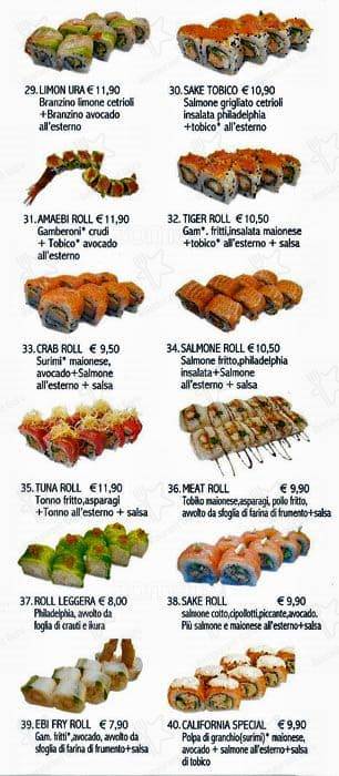 Menu di Sengyo Sushi 