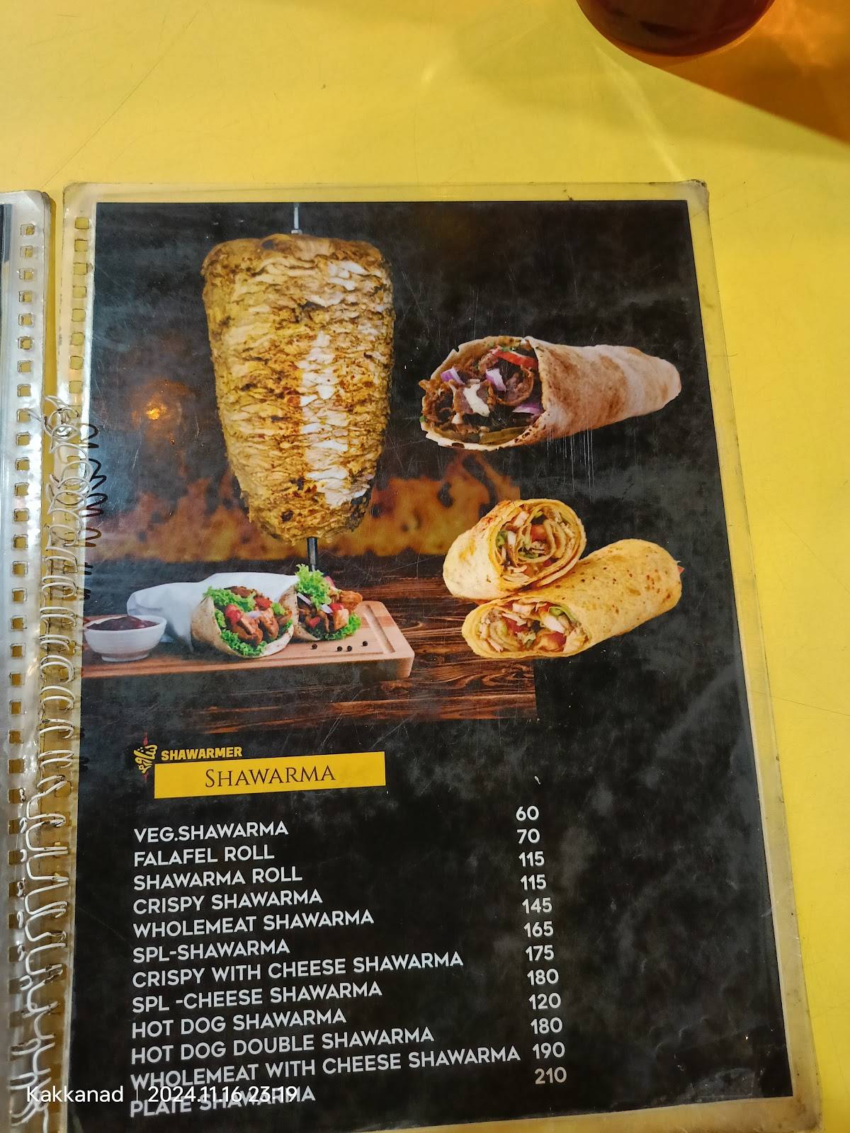 Shawarmer menu