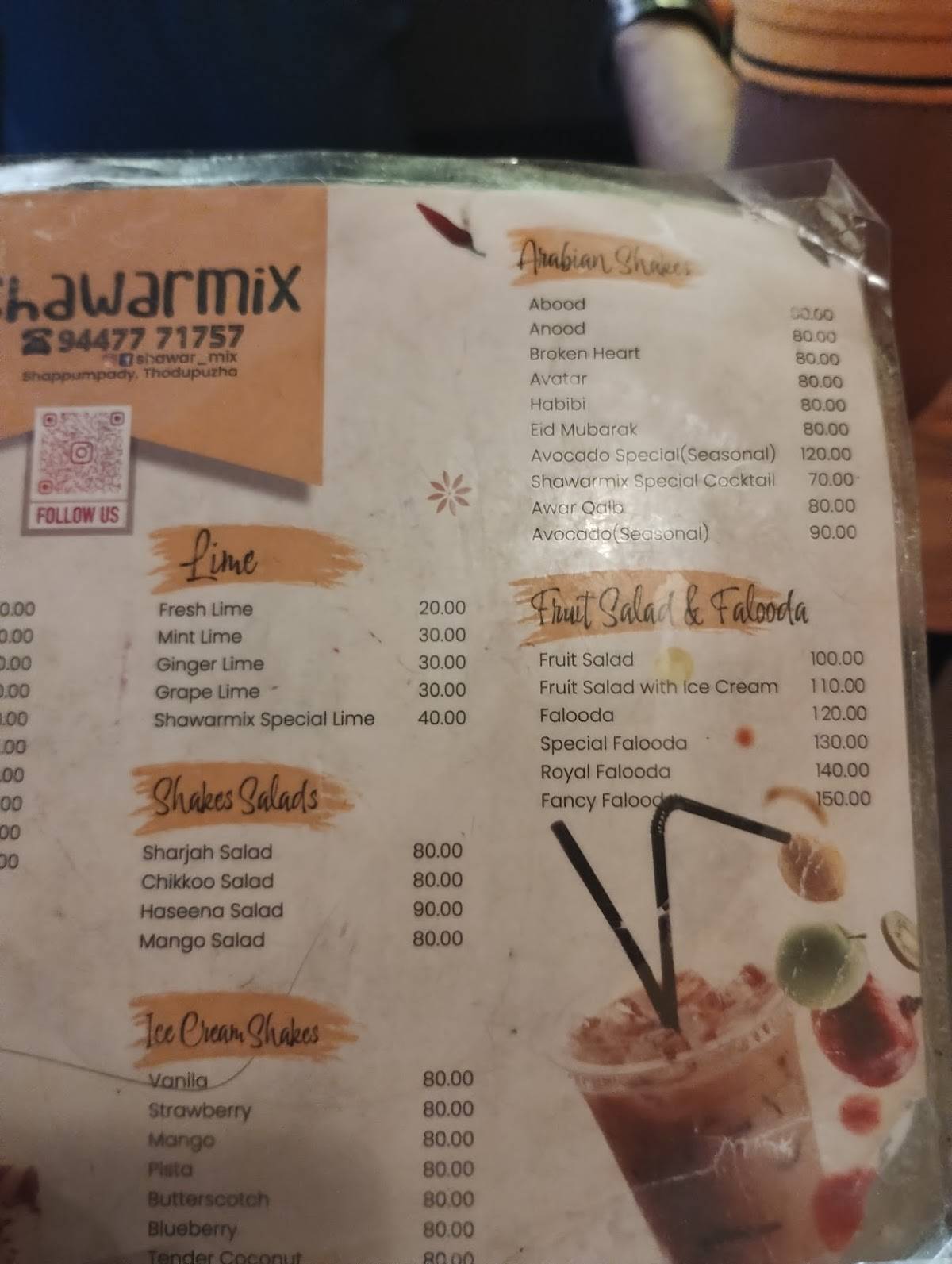 Shawarmix Thodupuzha menu