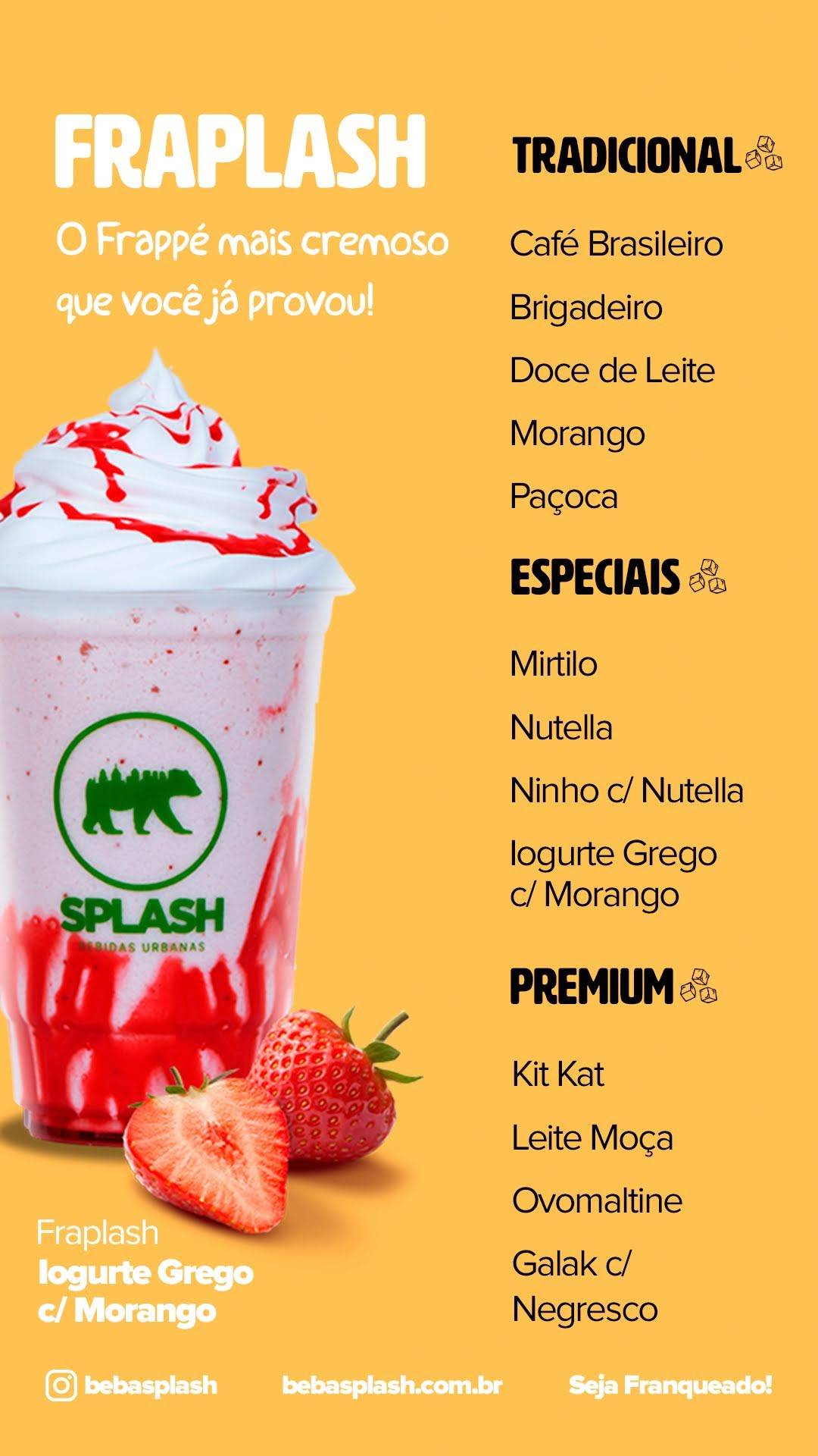 Splash Bebidas Urbanas cardápio