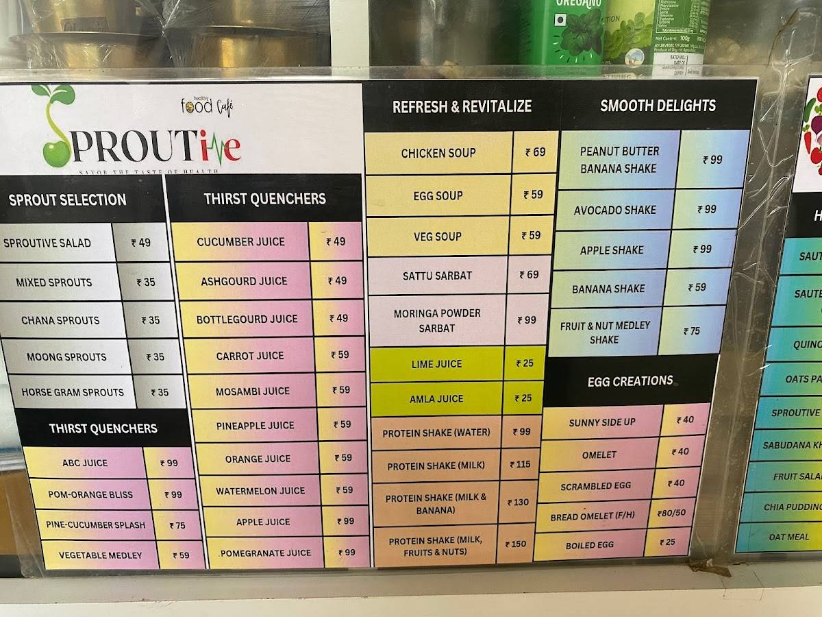Sproutive Swasthyachintak Pvt. Ltd. menu