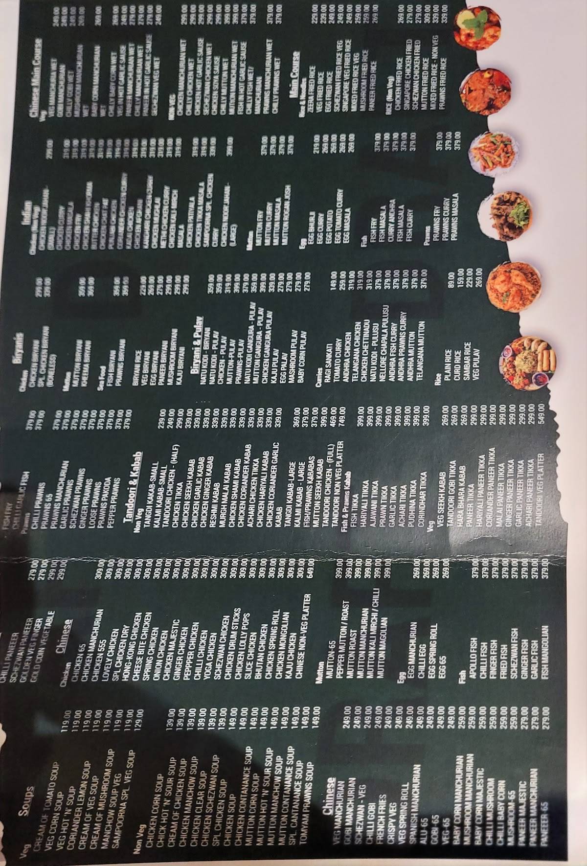 Sri Sampoorna Hotel menu