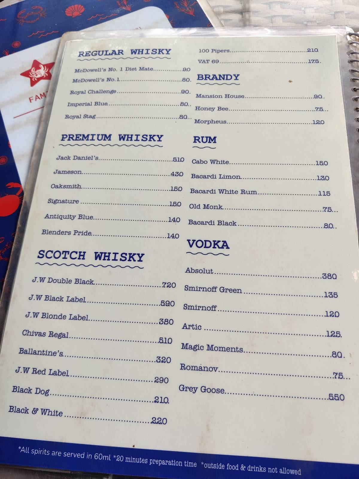 Starlight Restaurant & Bar menu