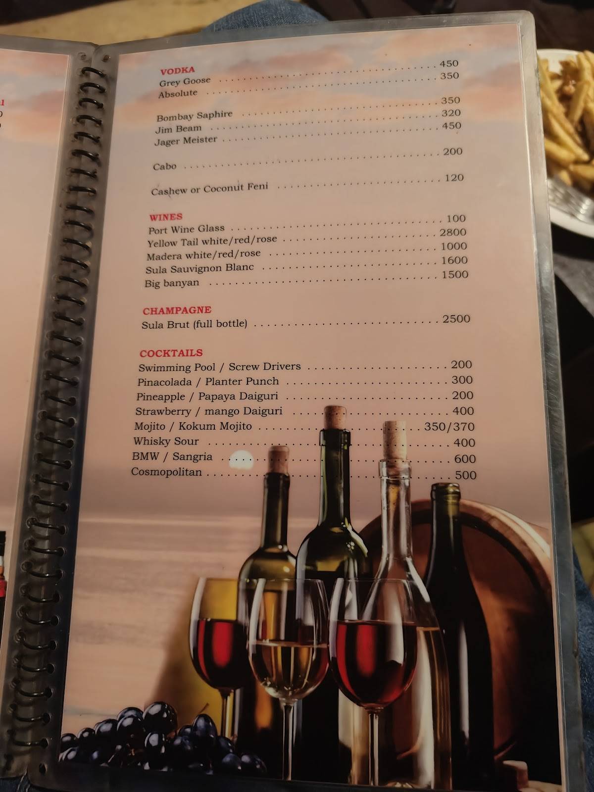 Sunset Restaurant and Hotel menu