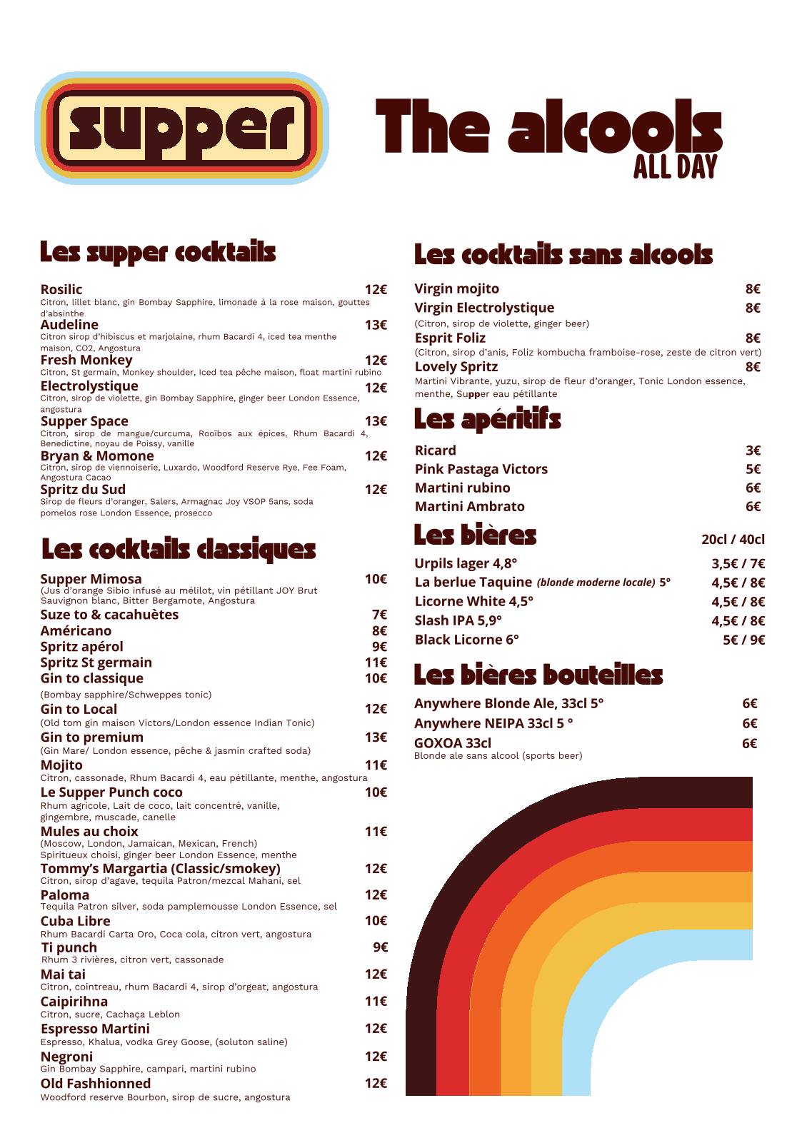 Menu de Supper Bar Restaurant