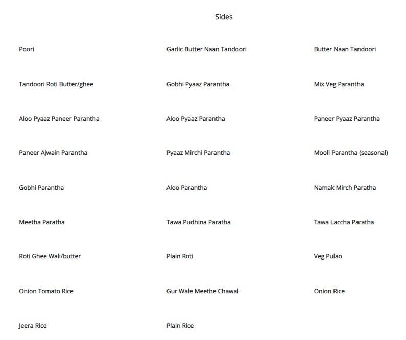 Sweety's Kitchen menu