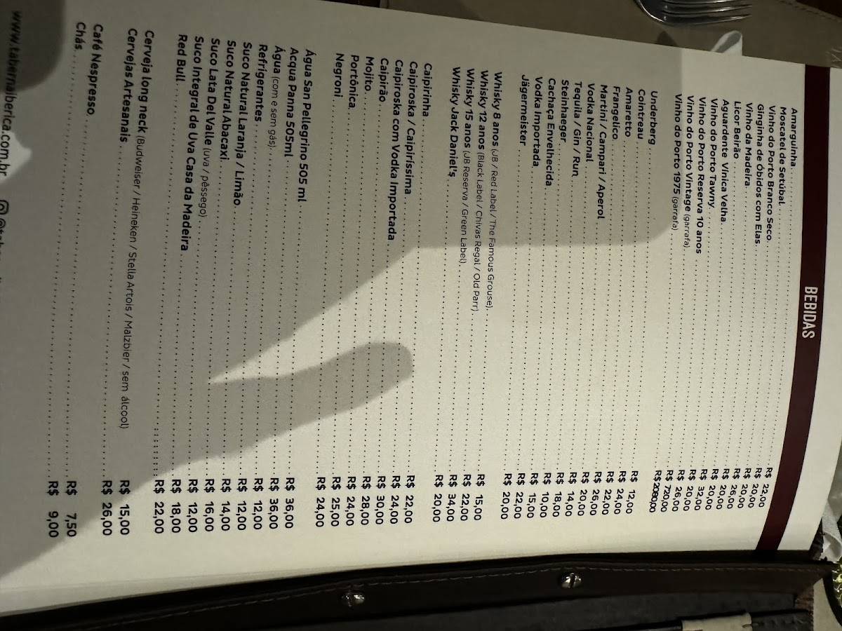 Taberna Ibérica cardápio