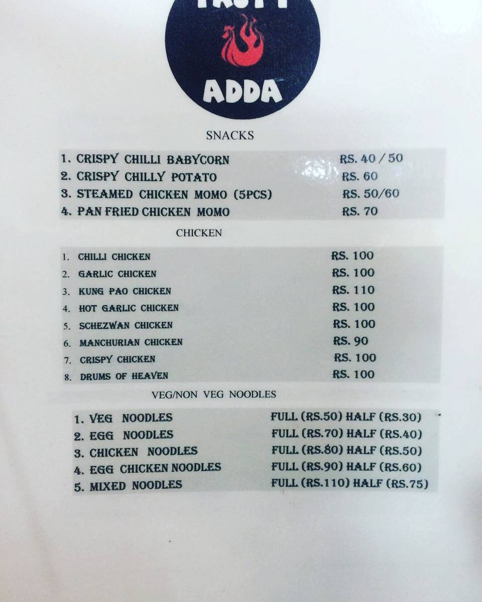 Tasty Adda menu