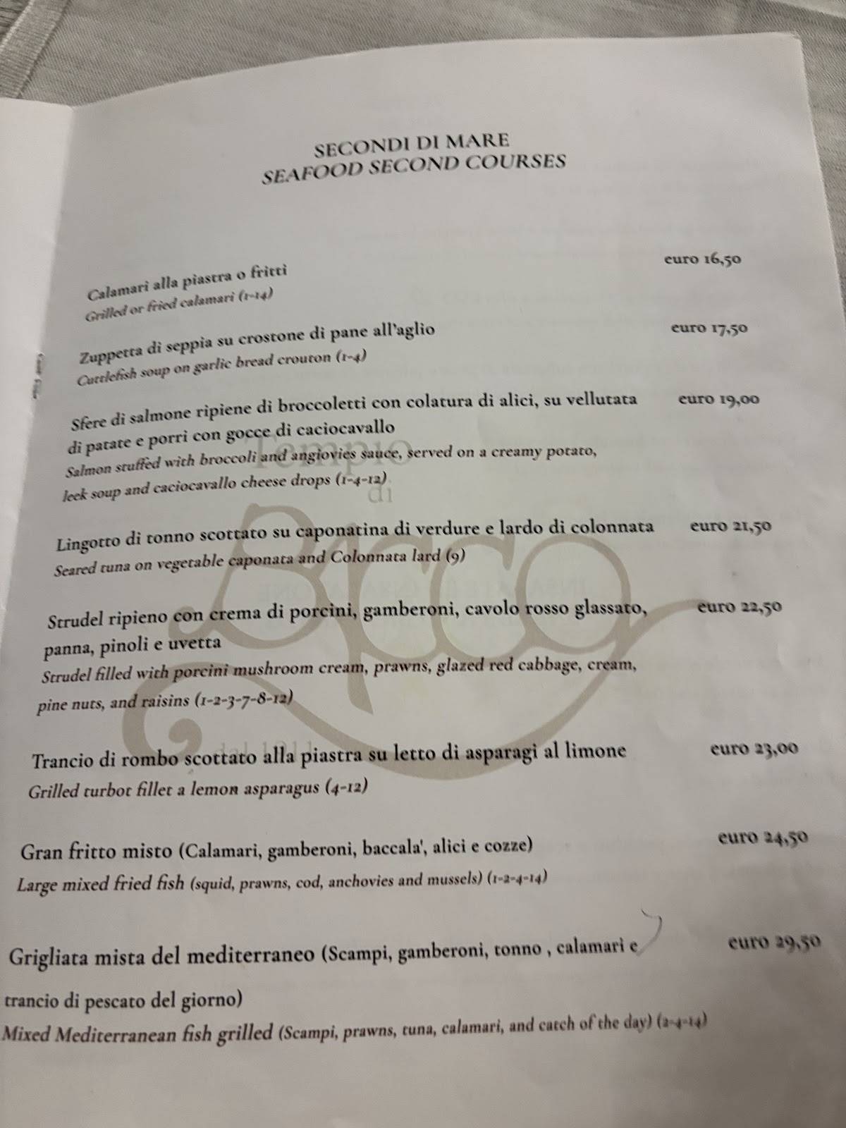 Menu di Tempio di Bacco Storico Ristorante 