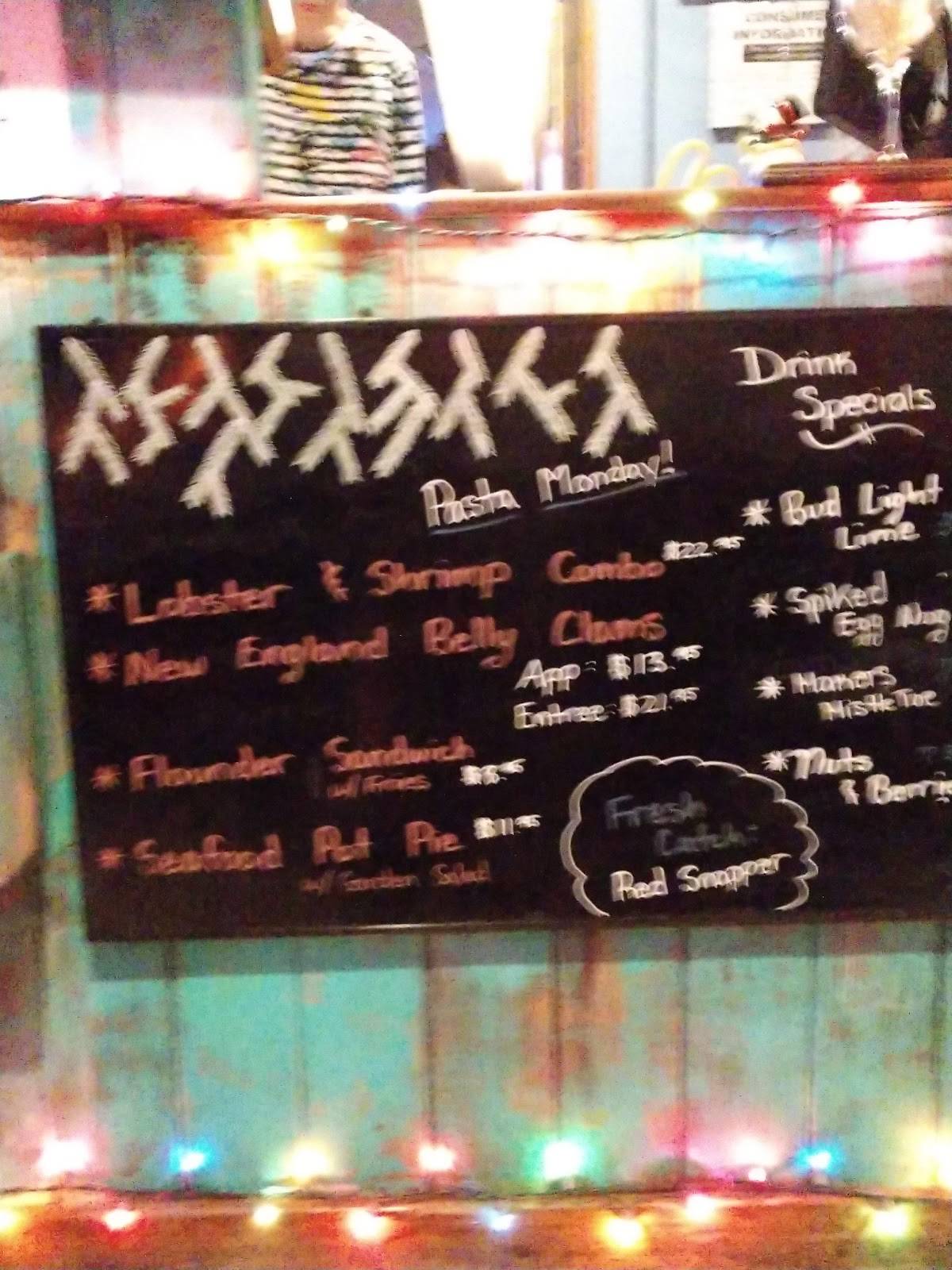 Menu at The Anchor restaurant, Flagler Beach