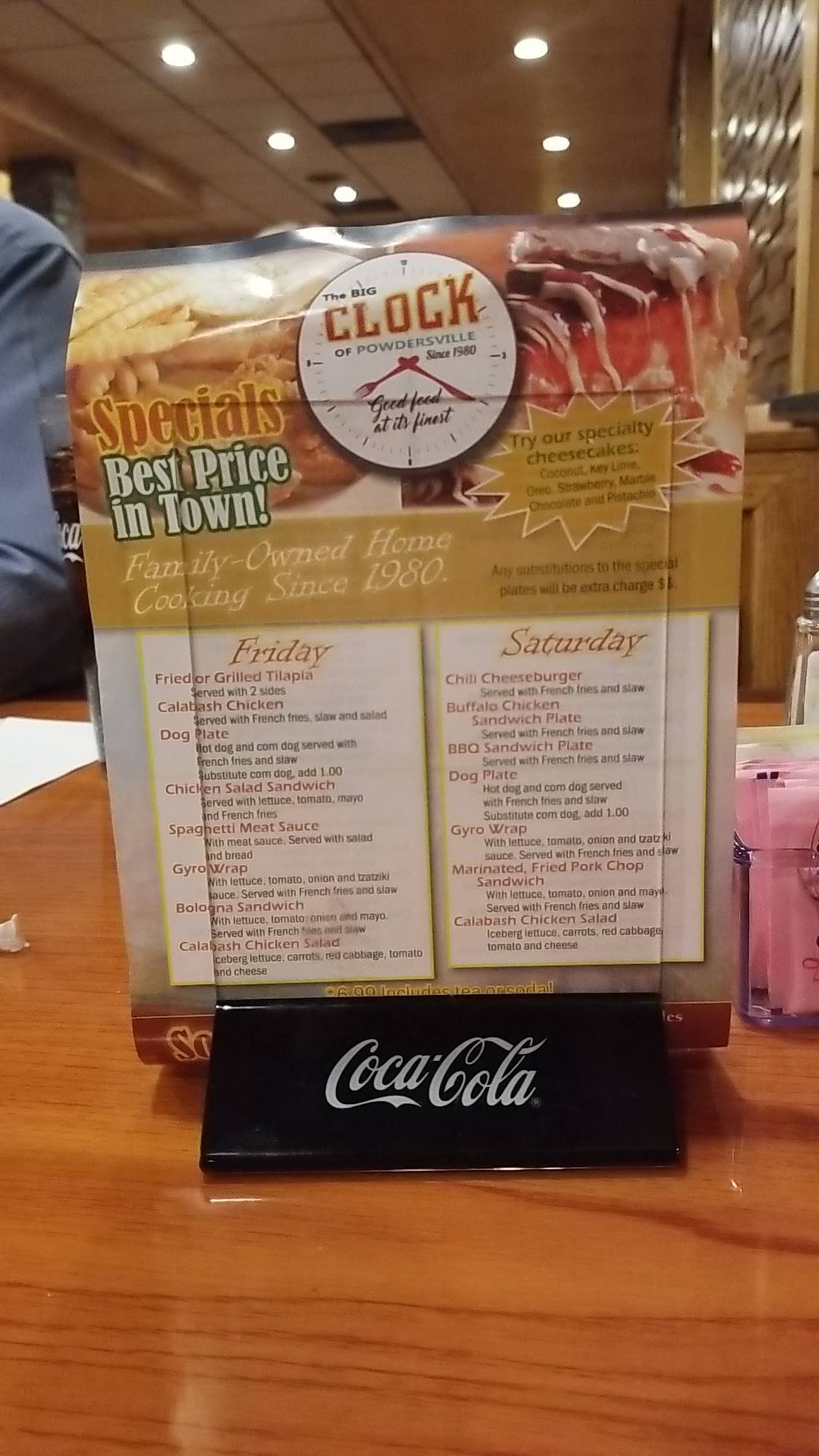 Menu at The BIG Clock of Powdersville restaurant, Greenville, SC153
