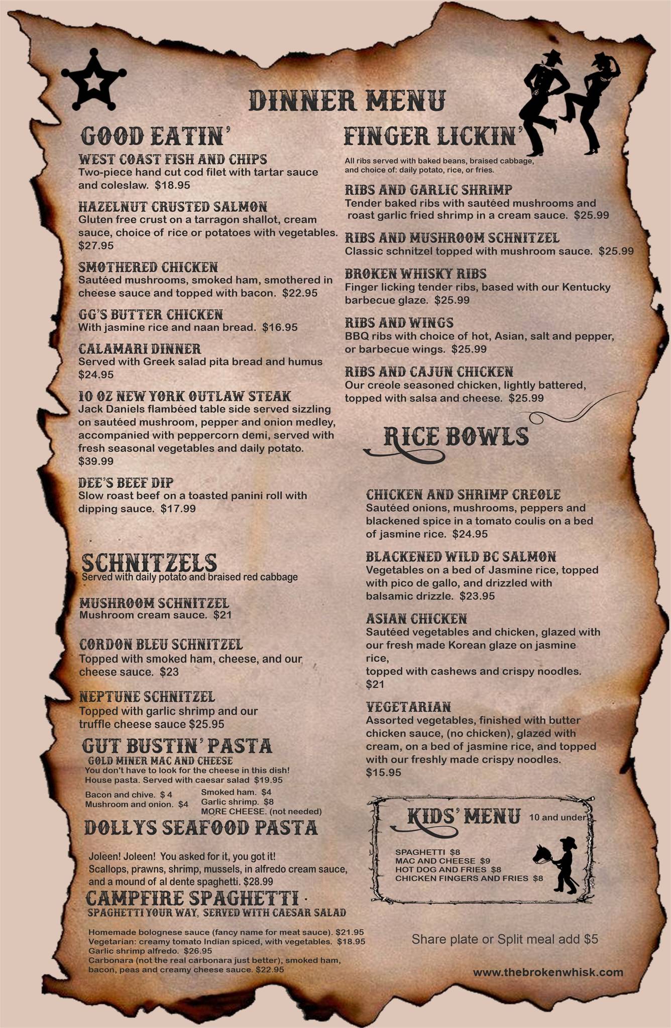 Menu at The Broken Whisk restaurant, Agassiz