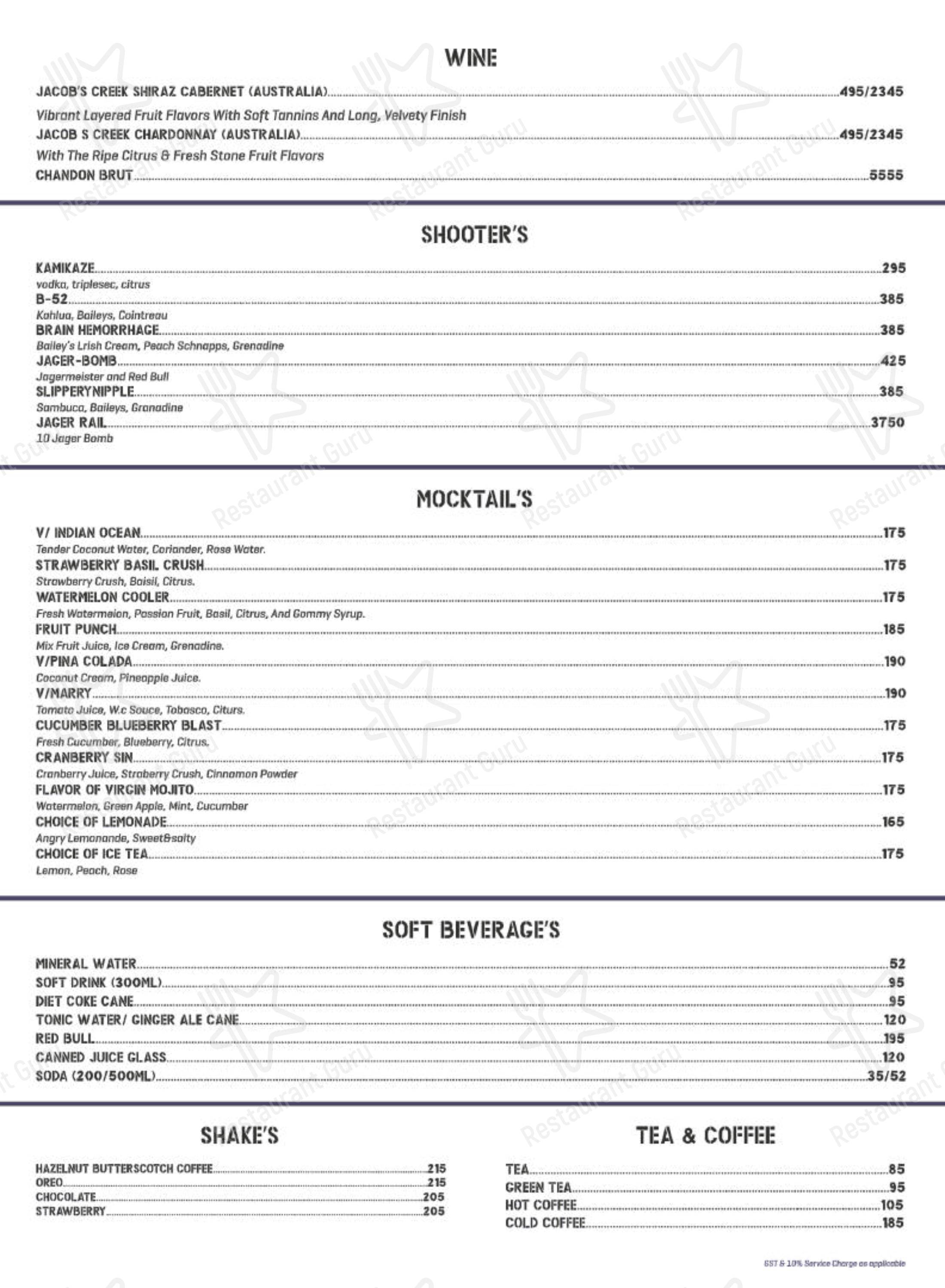 Menu bar for the The Castle Microbrewery & Kitchen pub & bar