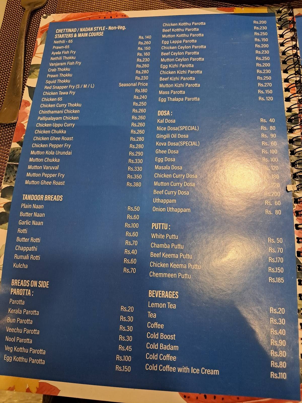 The Coastal Taste Family Restaurant menu