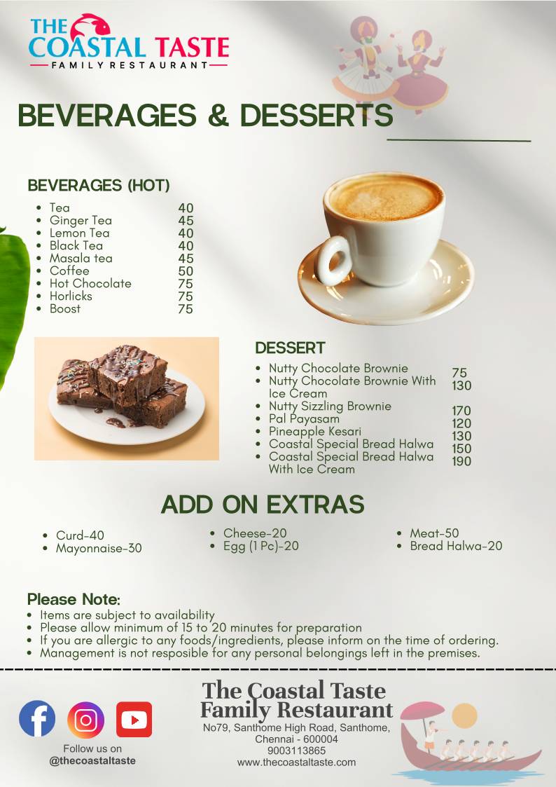 The Coastal Taste Family Restaurant menu