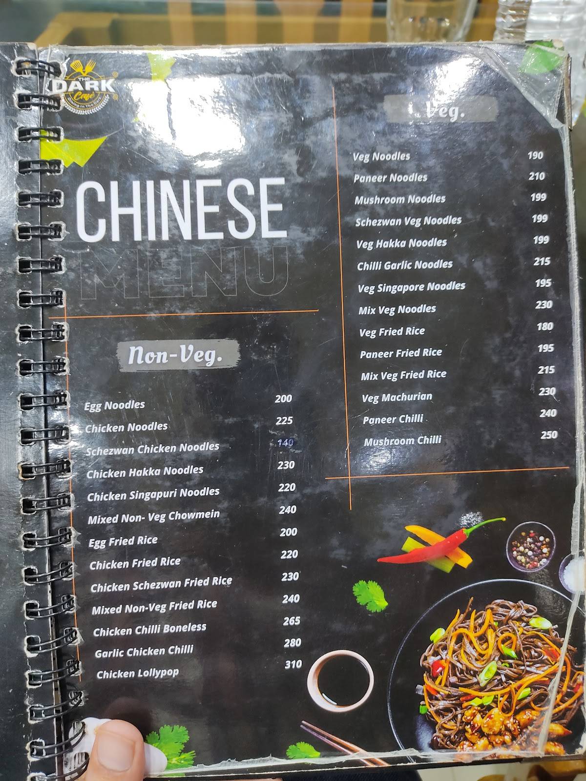 The Dark Cafe & Restaurant menu