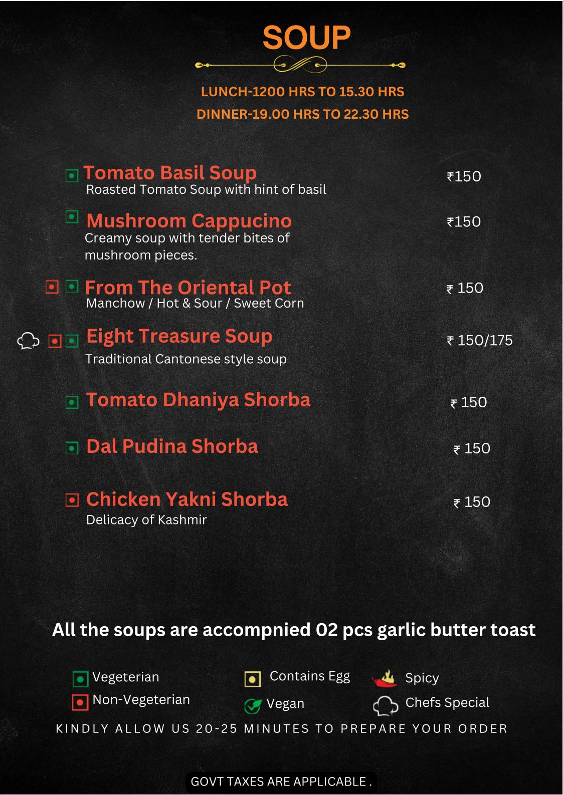 The Food Castle menu