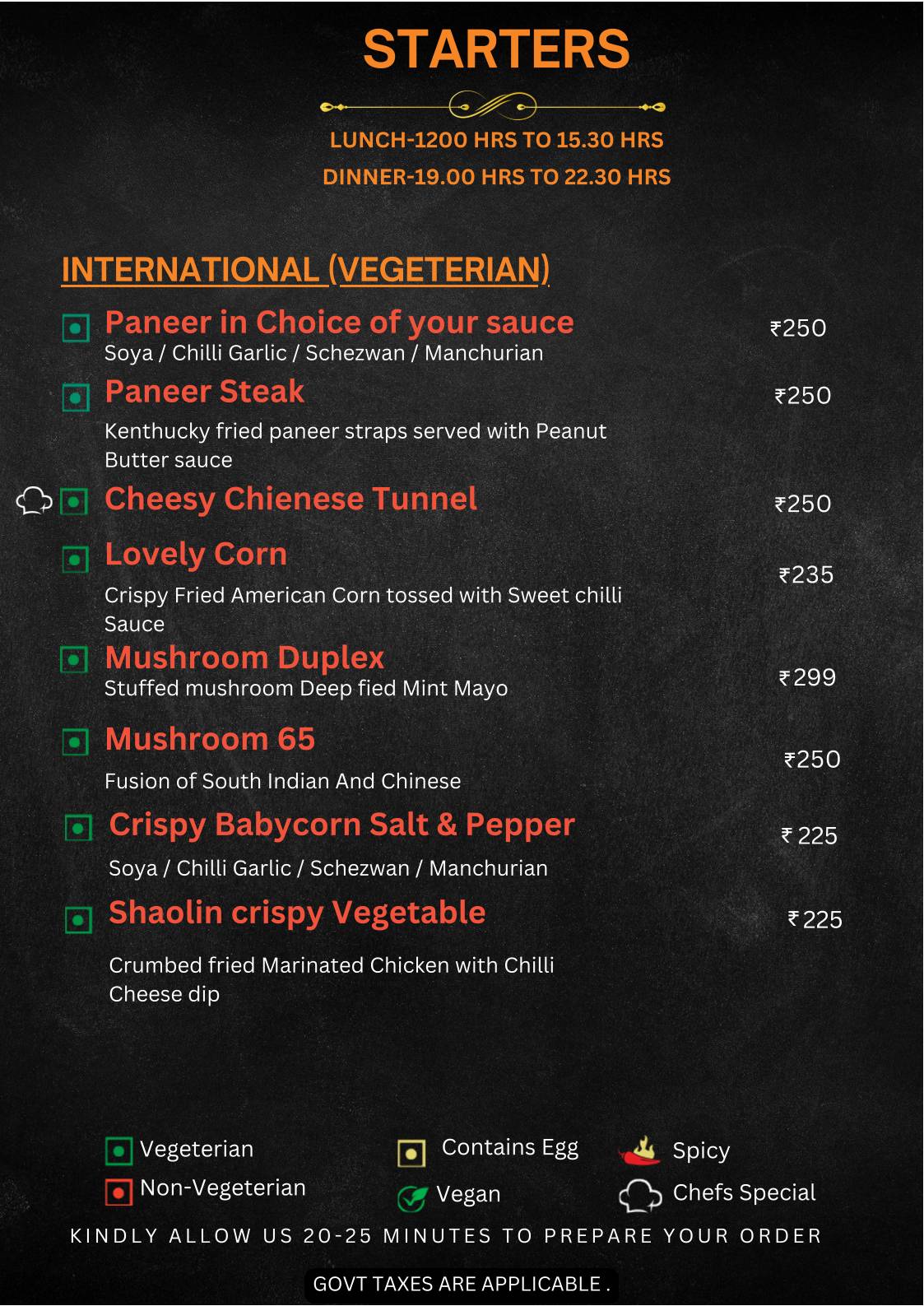 The Food Castle menu