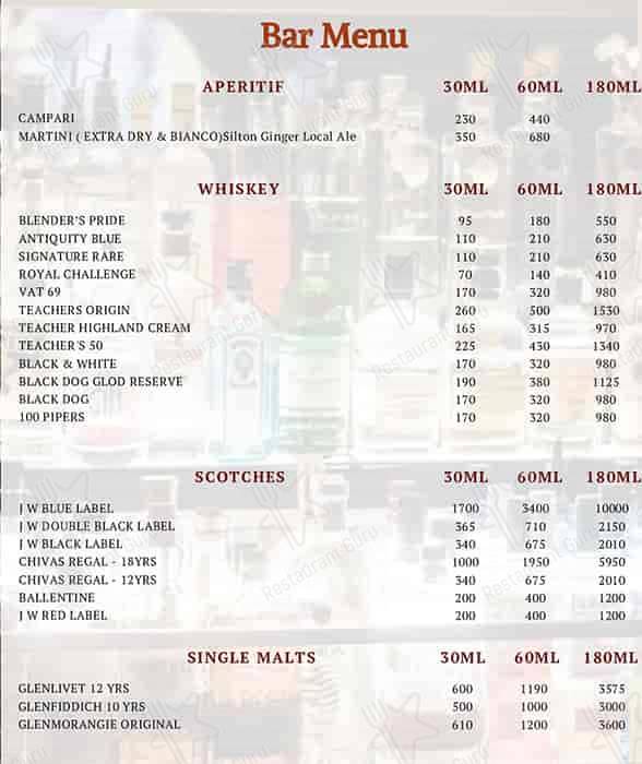 The Fort Bar & Kitchen menu