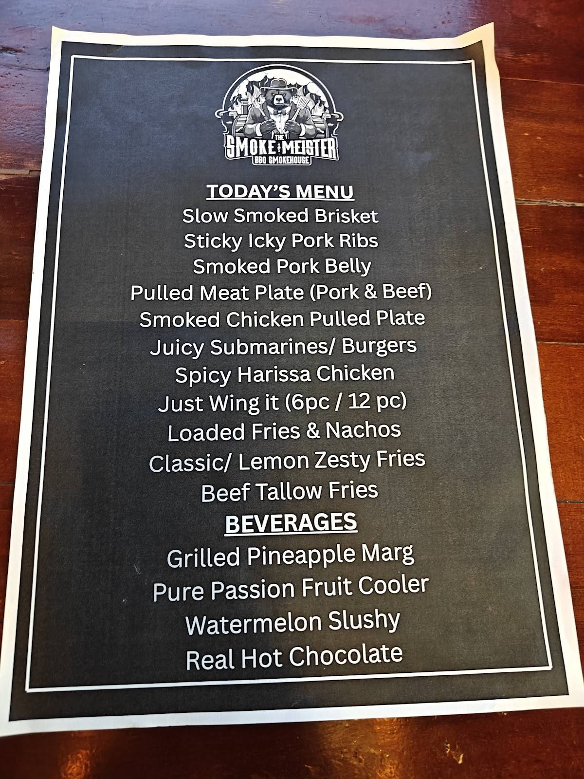 The Smoke Meister menu