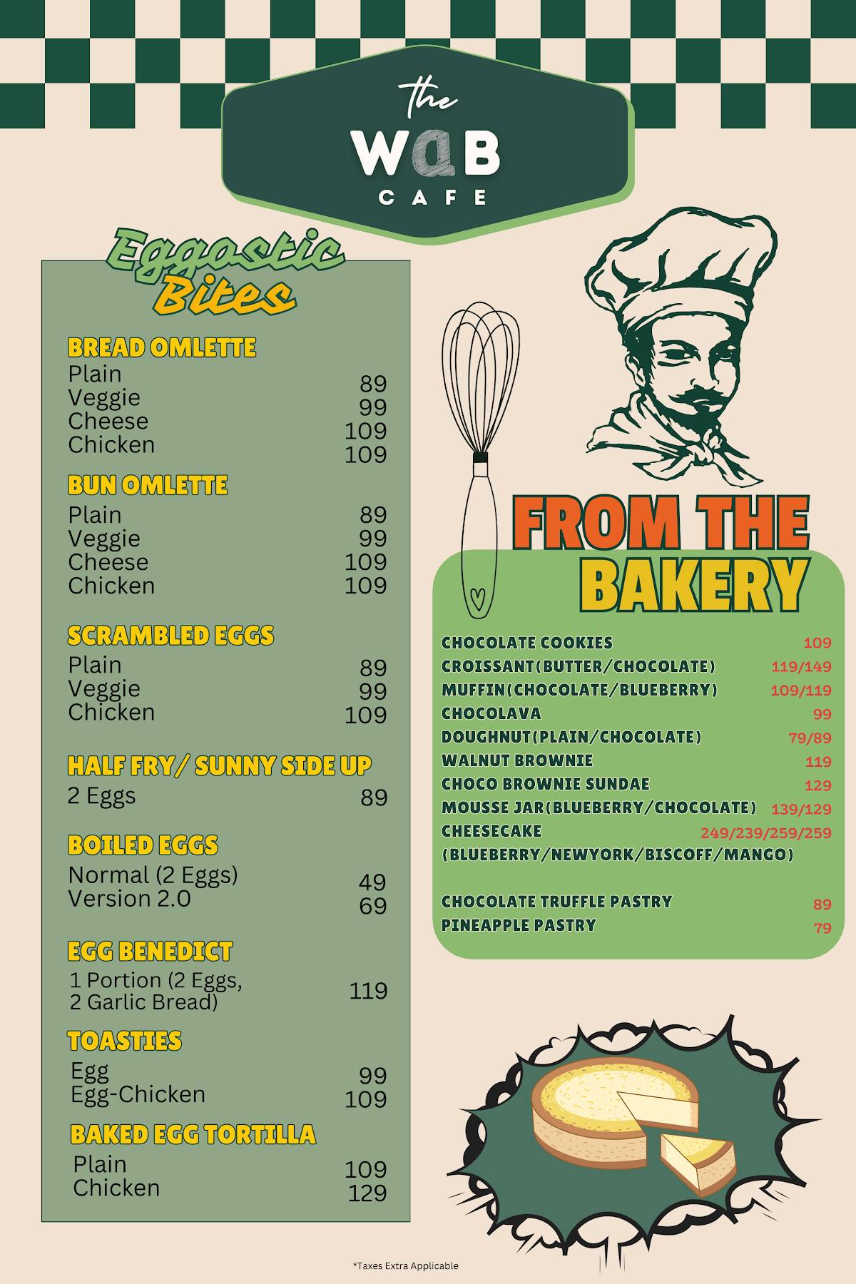 The WAB Cafe menu